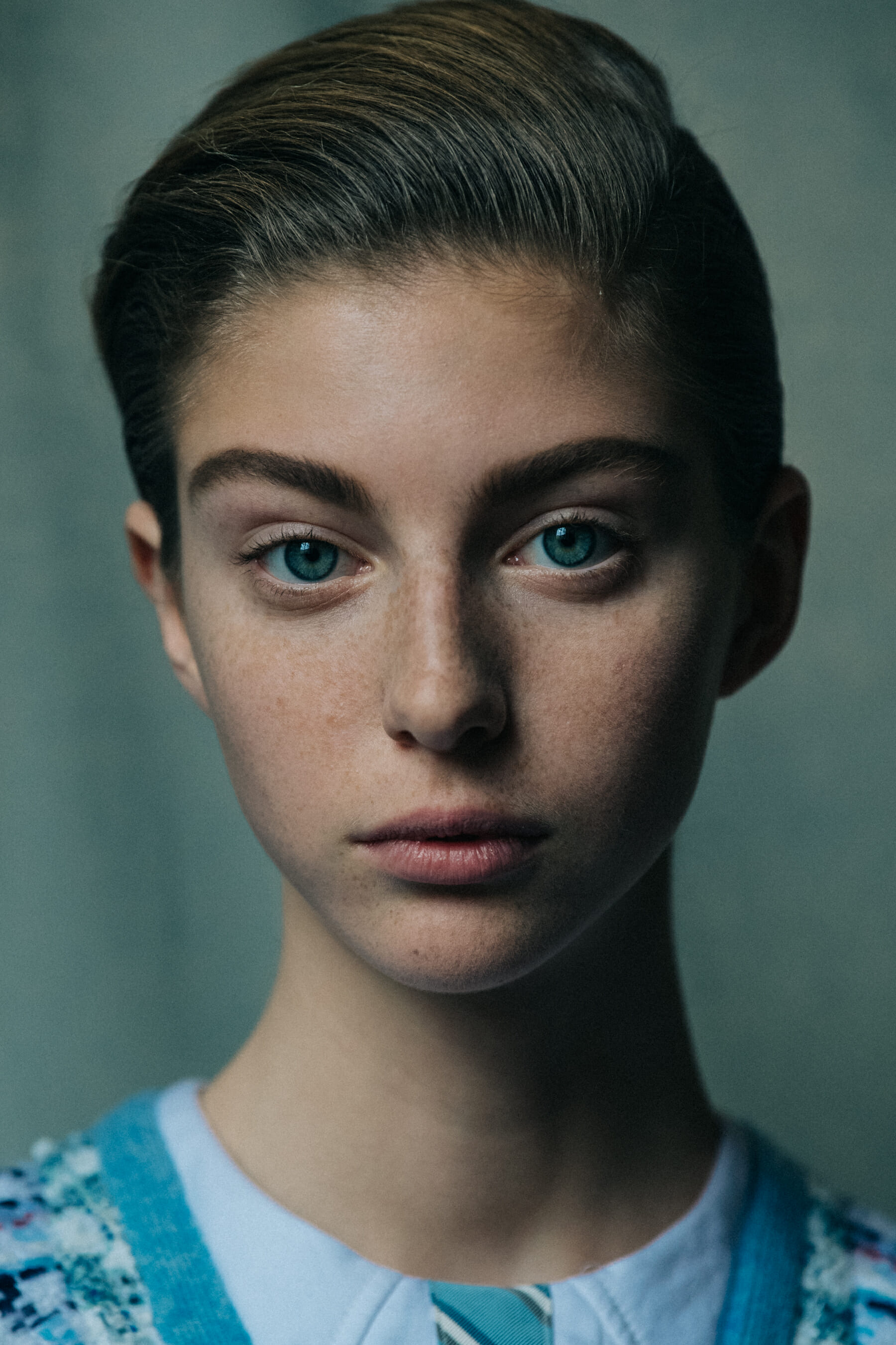 Polina Shapran backstage at Thom Browne