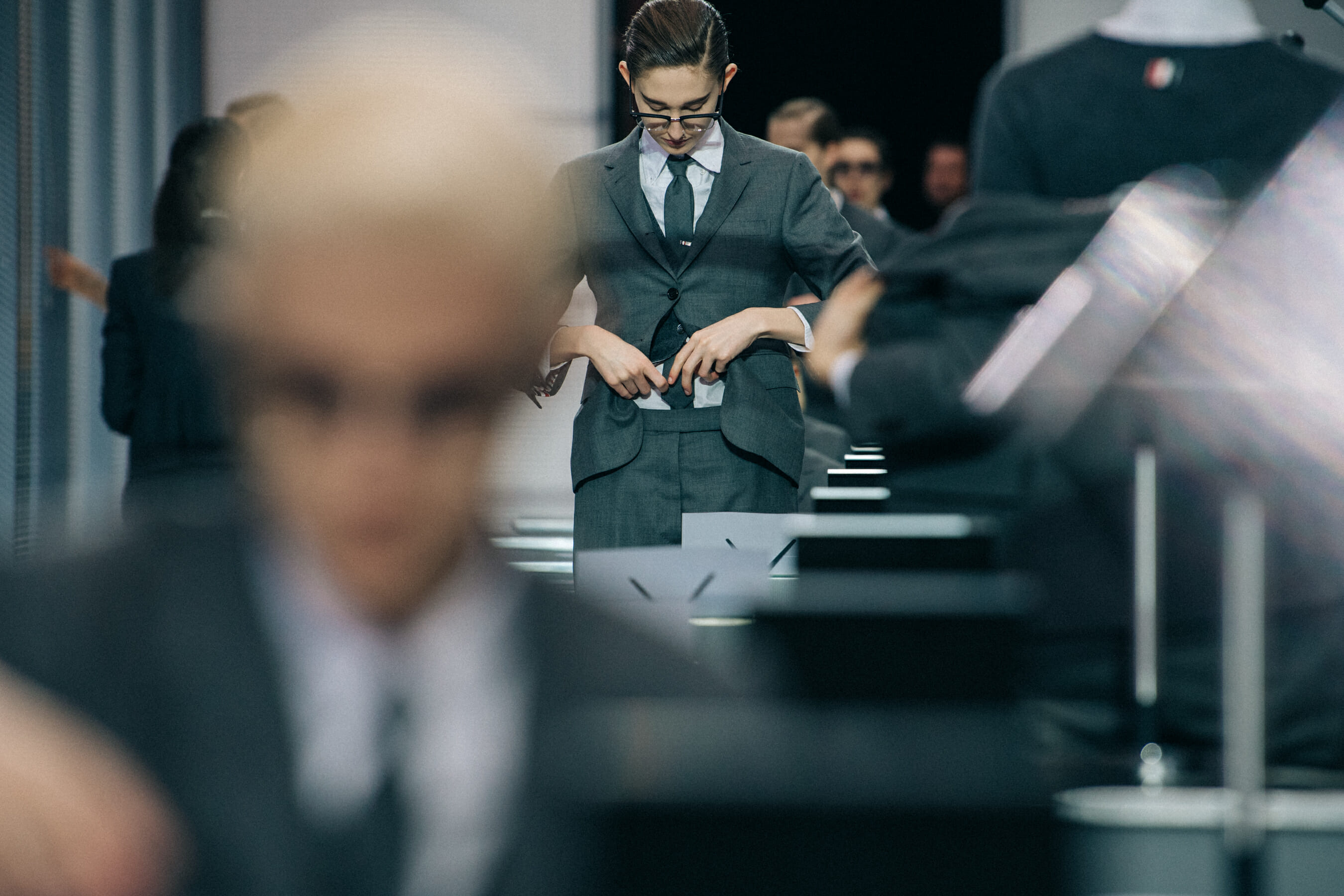 Jay Wright backstage at Thom Browne