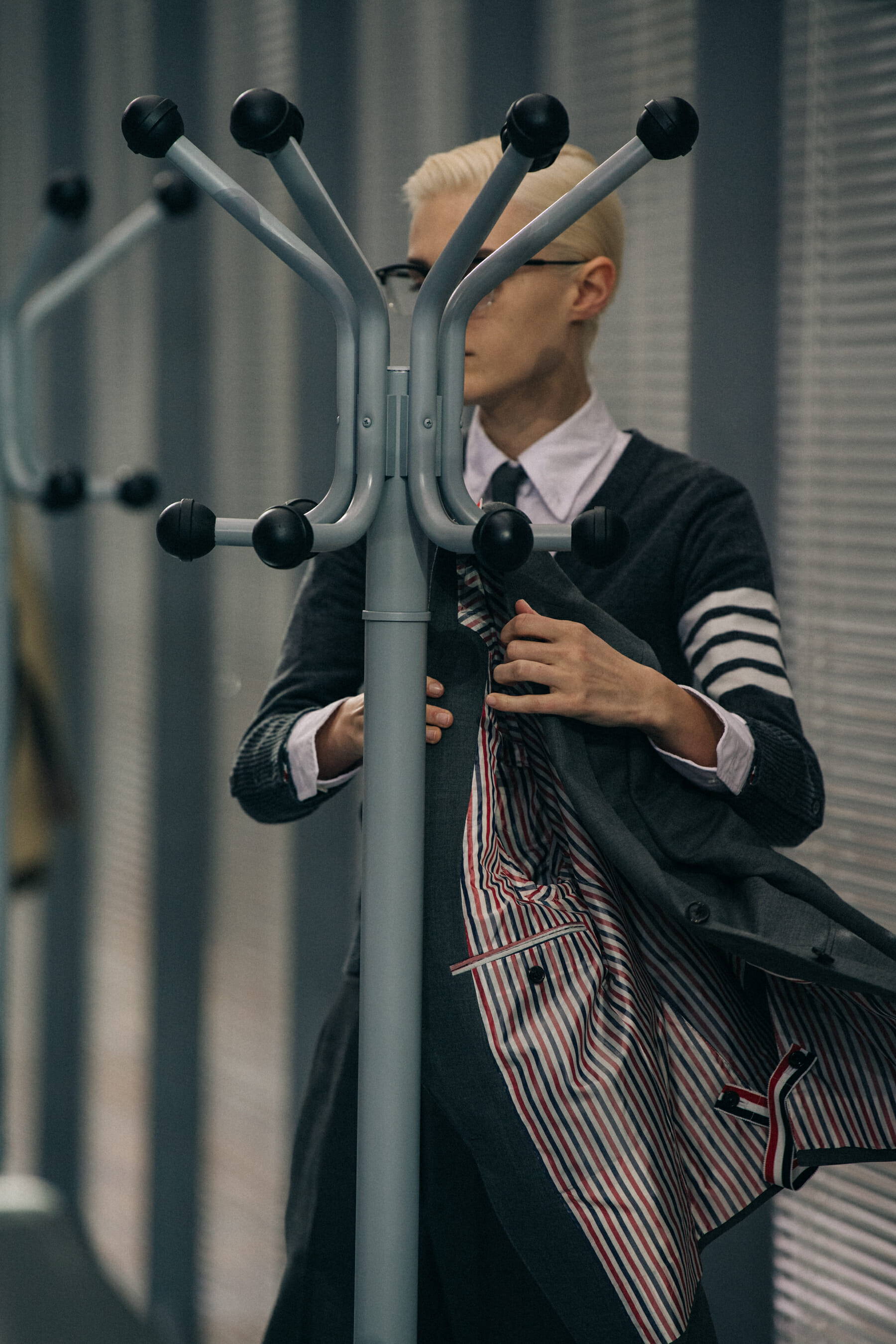 Abby Hendershot backstage at Thom Browne