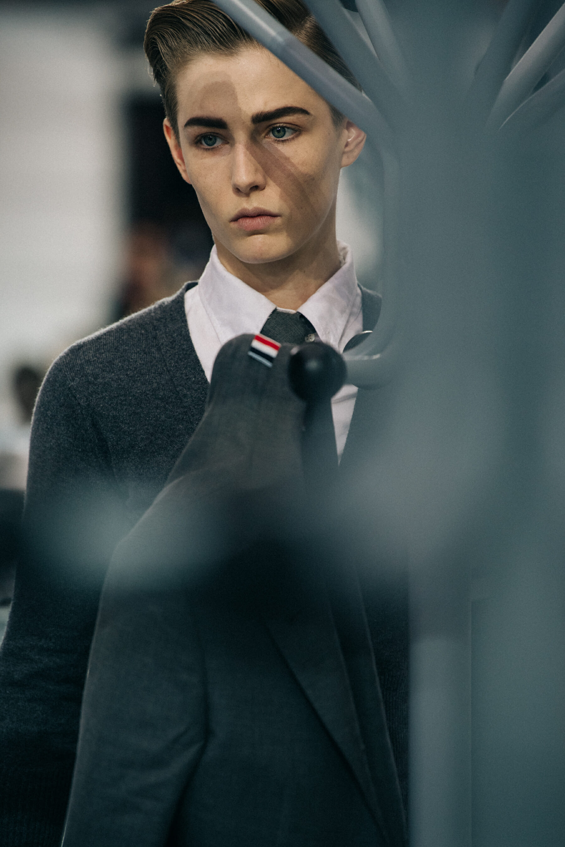 Emily Gafford backstage at Thom Browne
