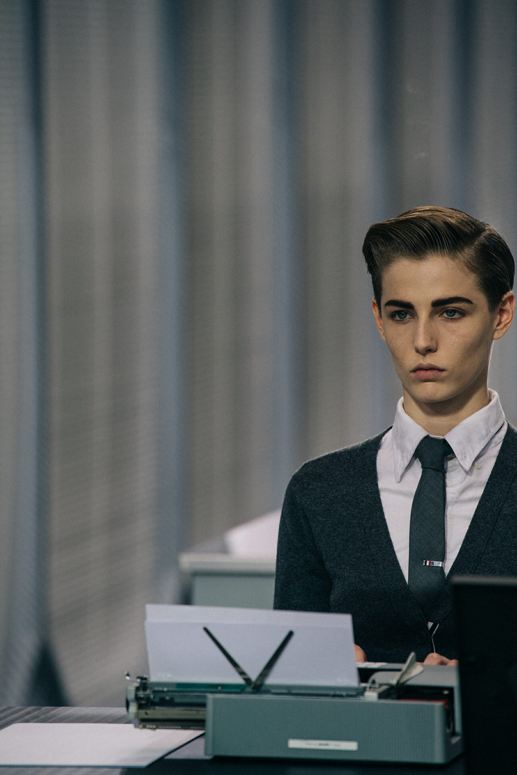 Emily Gafford backstage at Thom Browne