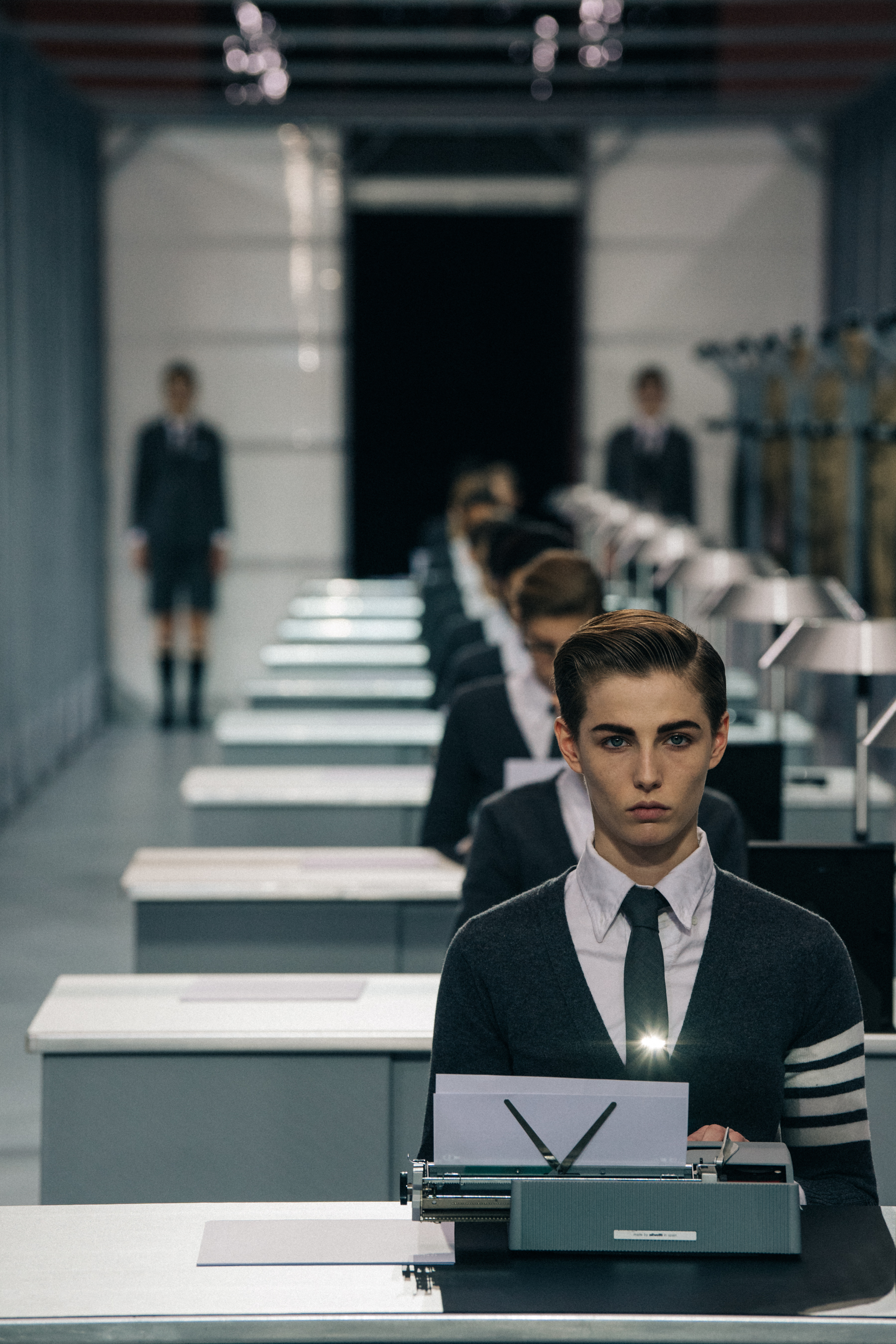 Emily Gafford backstage at Thom Browne