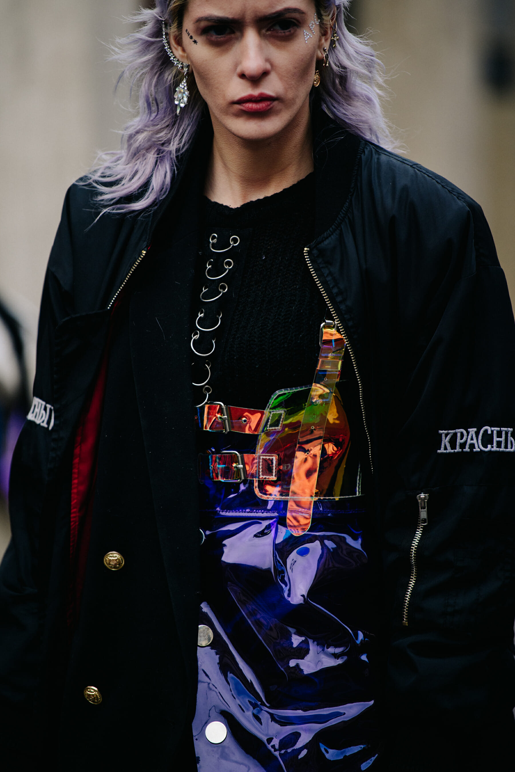 Woman with purple hair
