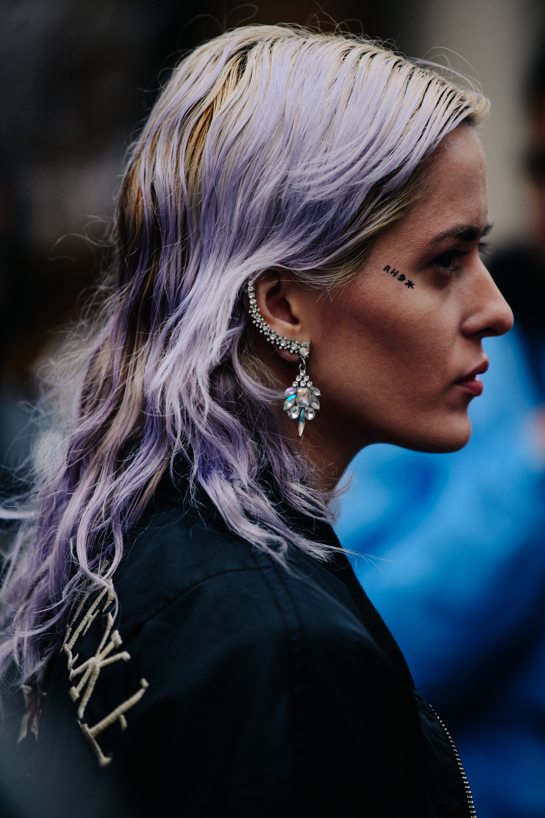 Woman with purple hair