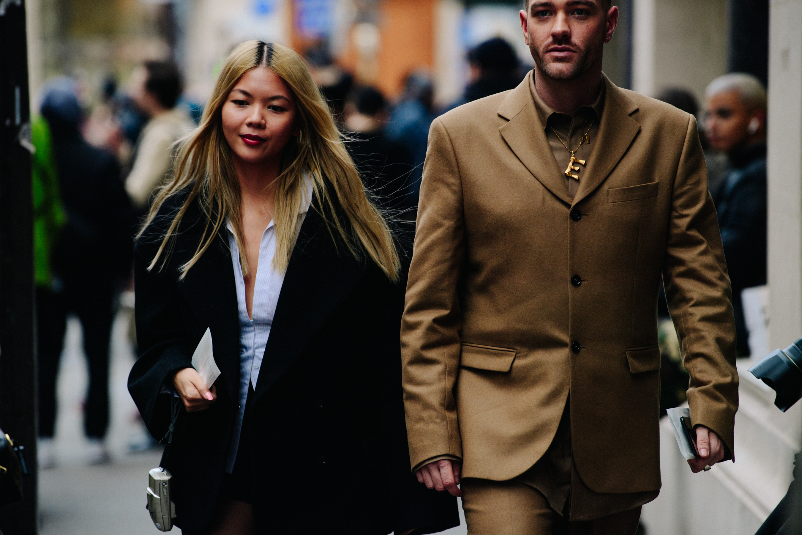 Couple wearing smart outfits