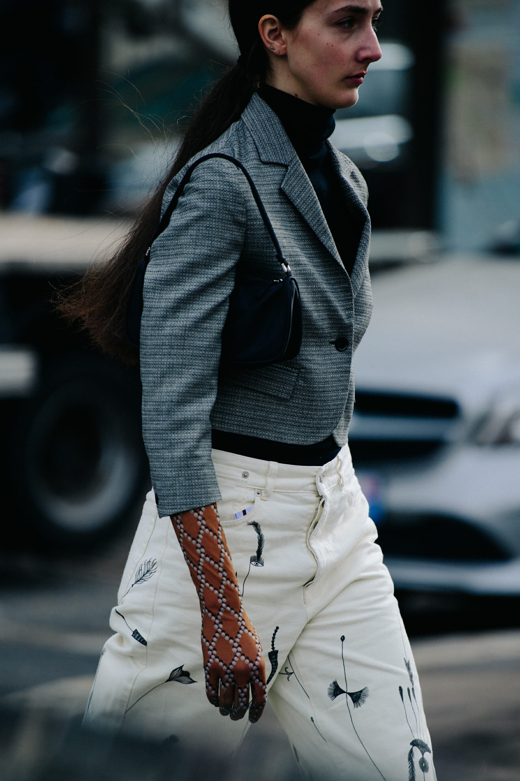 Woman wearing white jeans