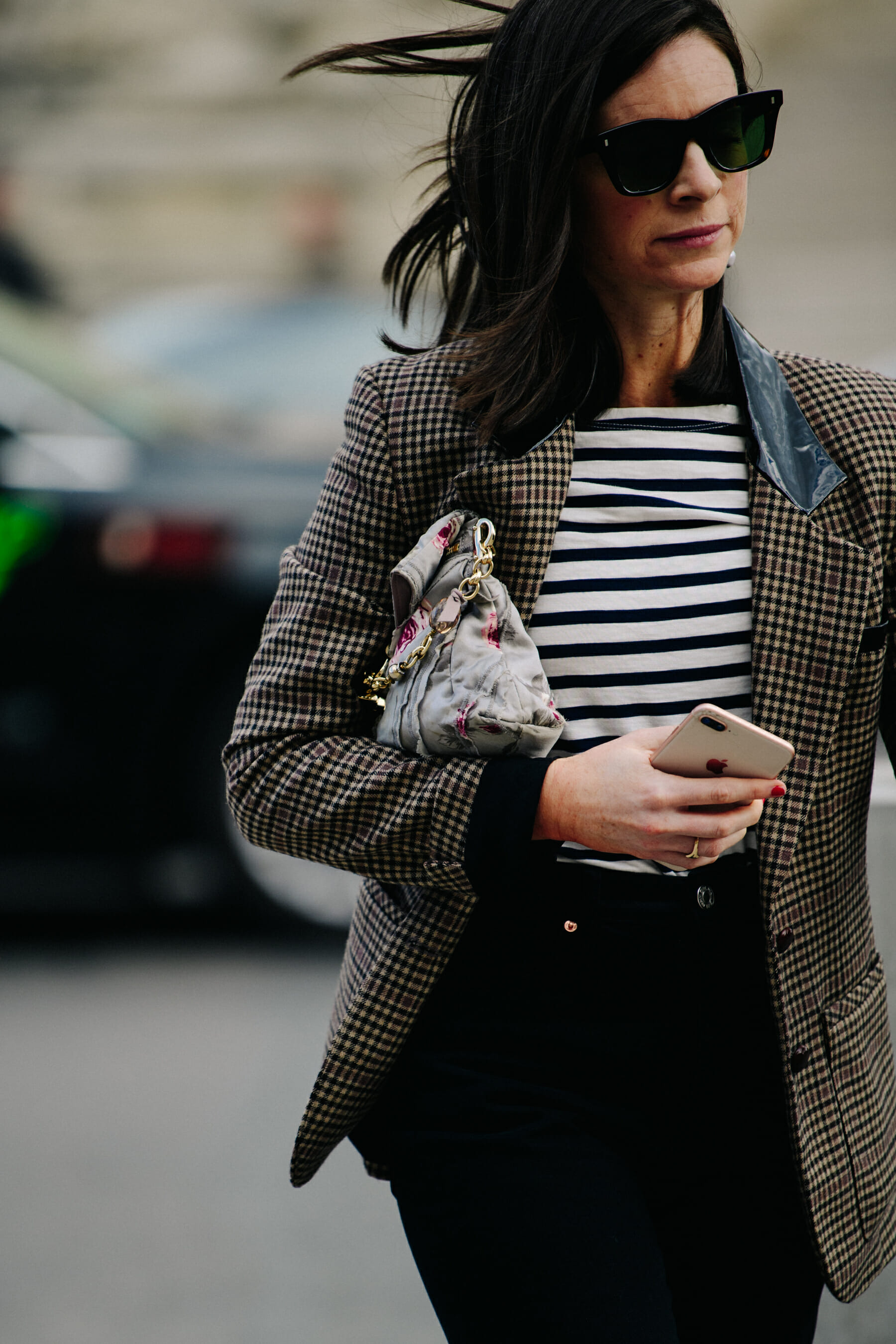 Woman wearing striped top