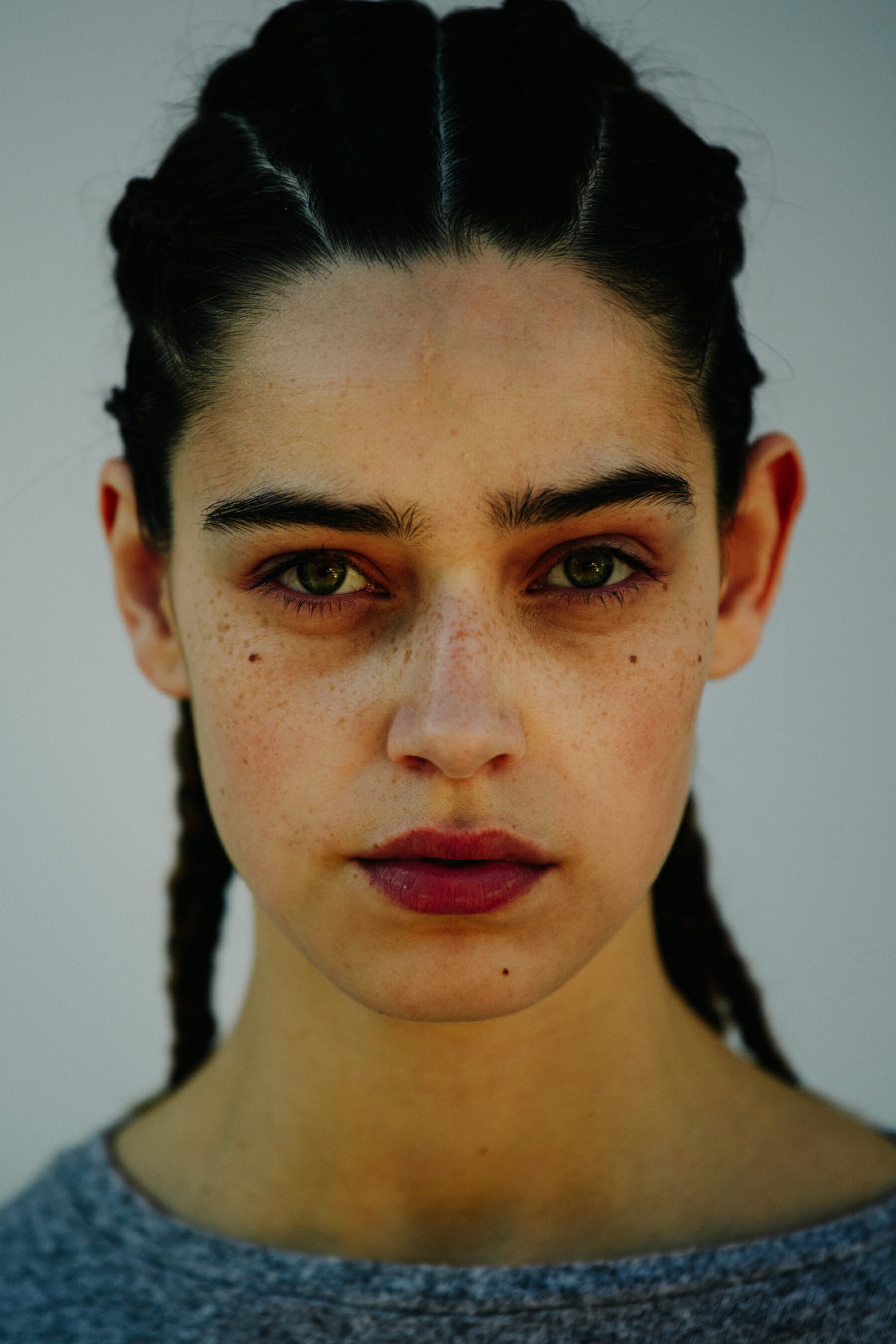 Portrait of model with braids