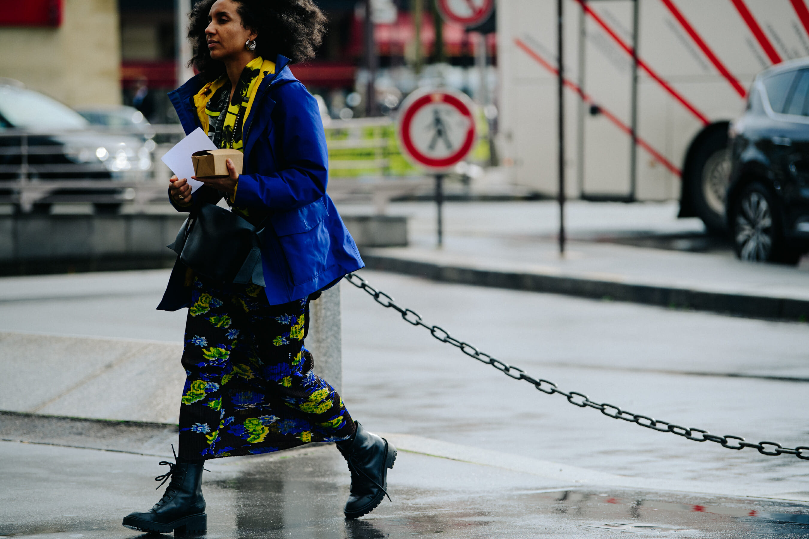Woman wearing floral skirt