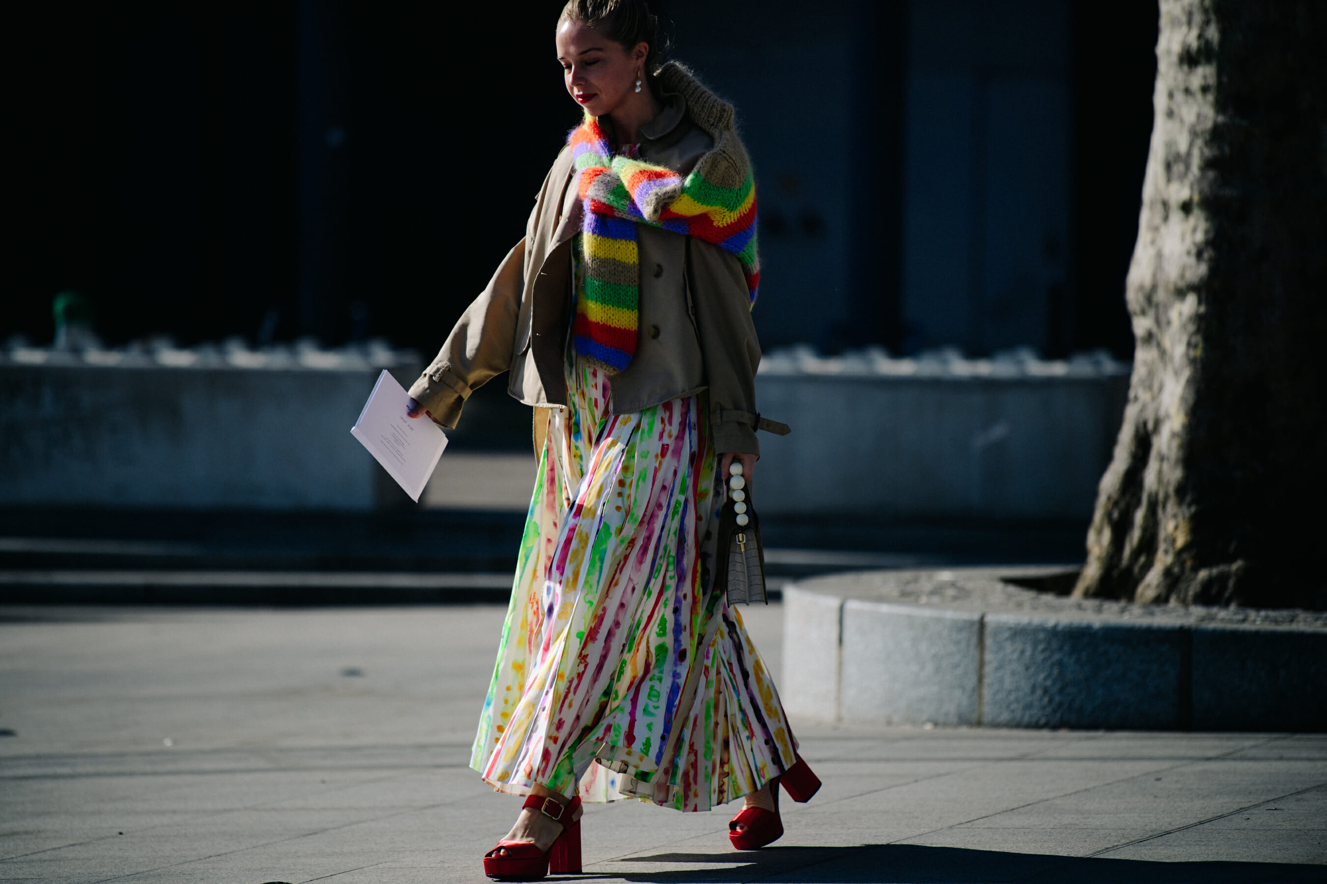 Woman wearing colourful outfit