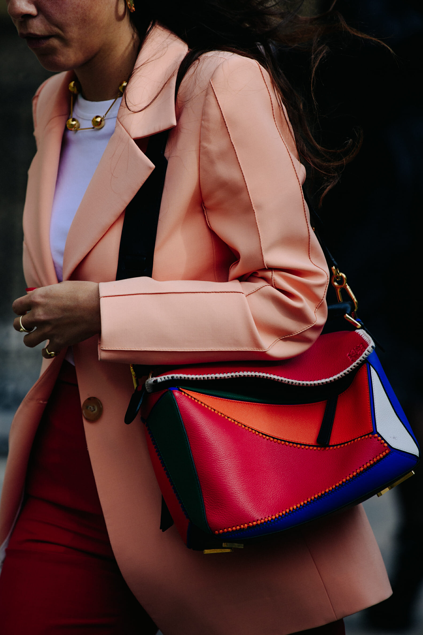 Woman wearing pink jacket
