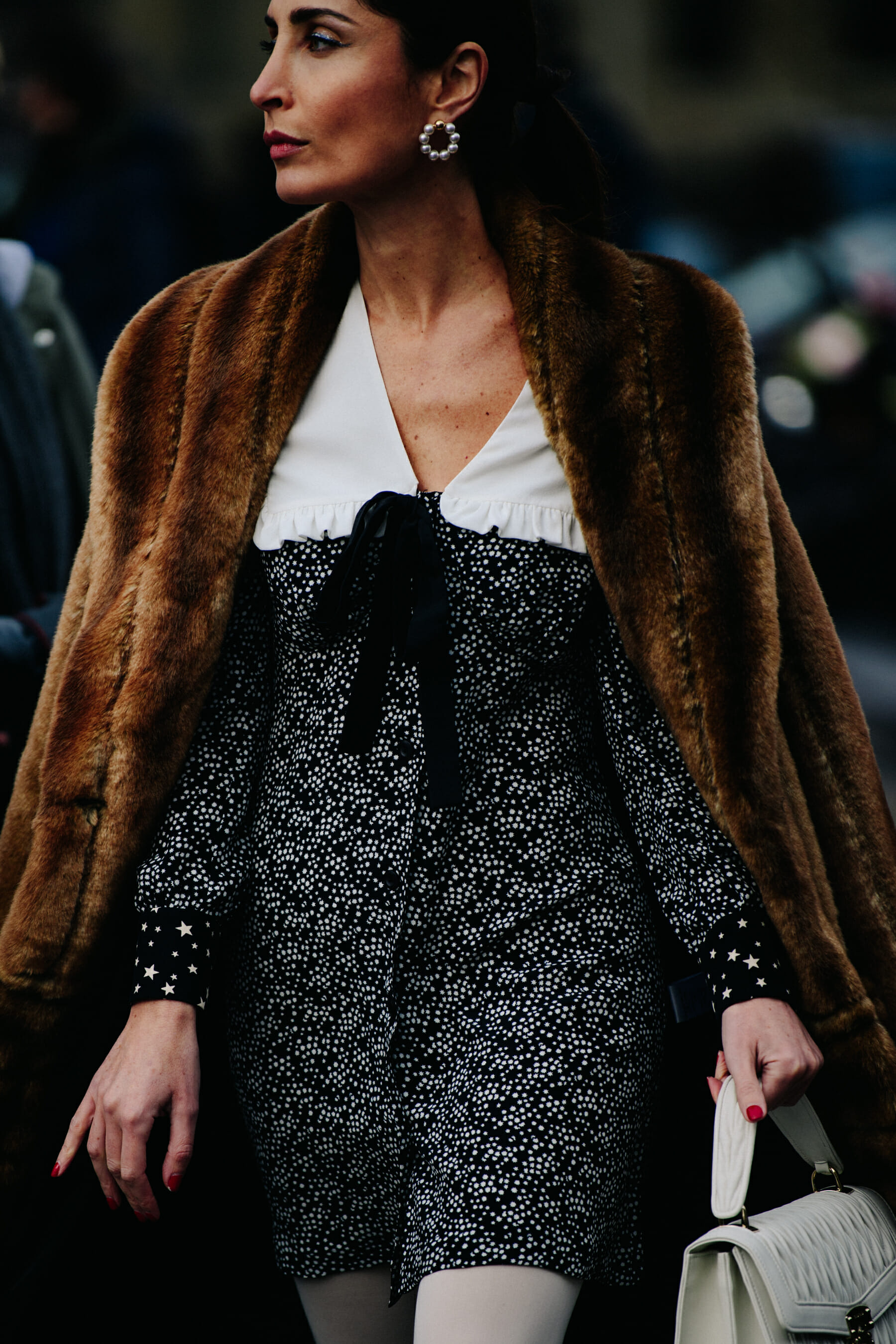 Woman wearing fur coat