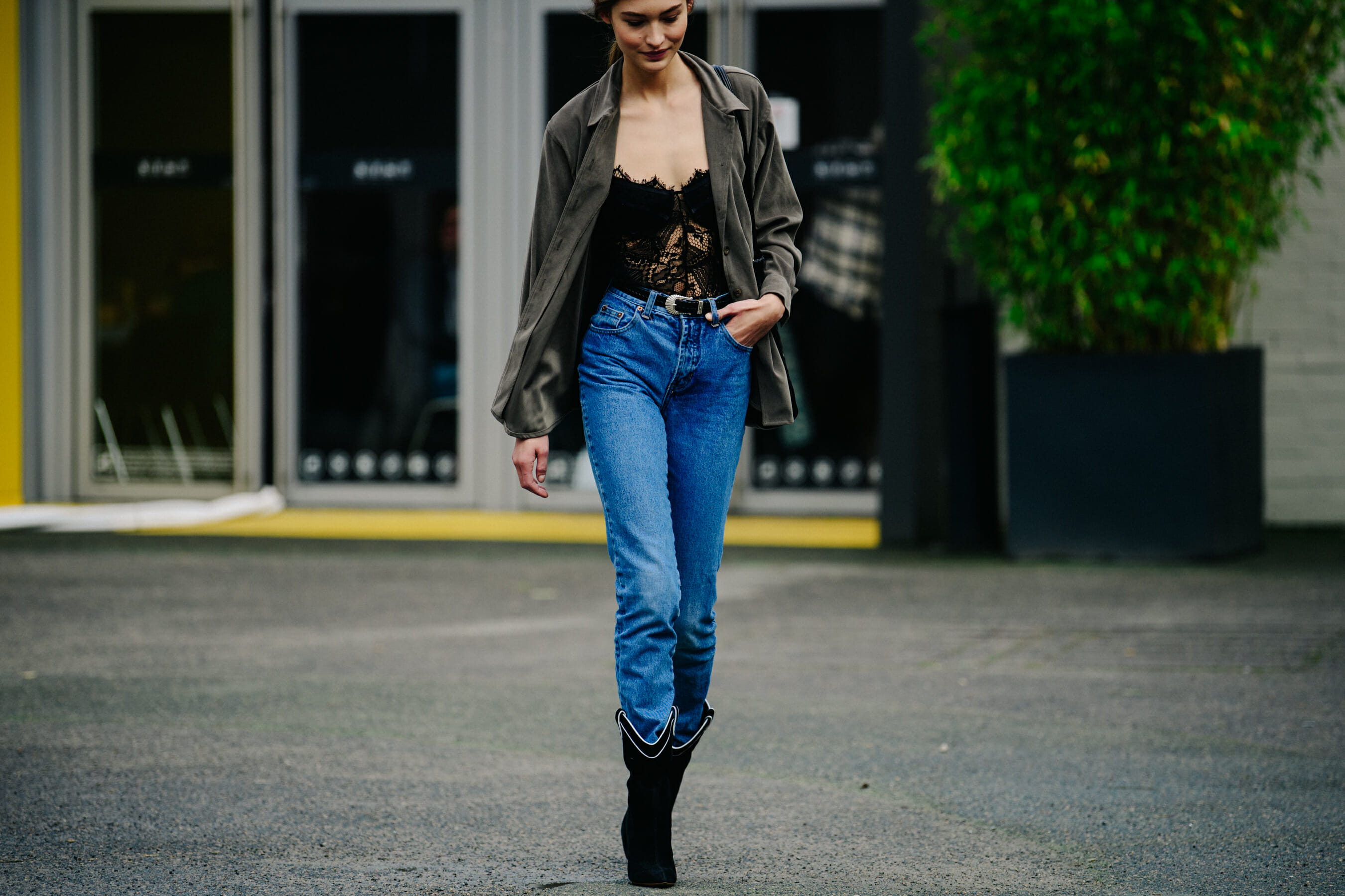 Texan model wearing cowboy boots