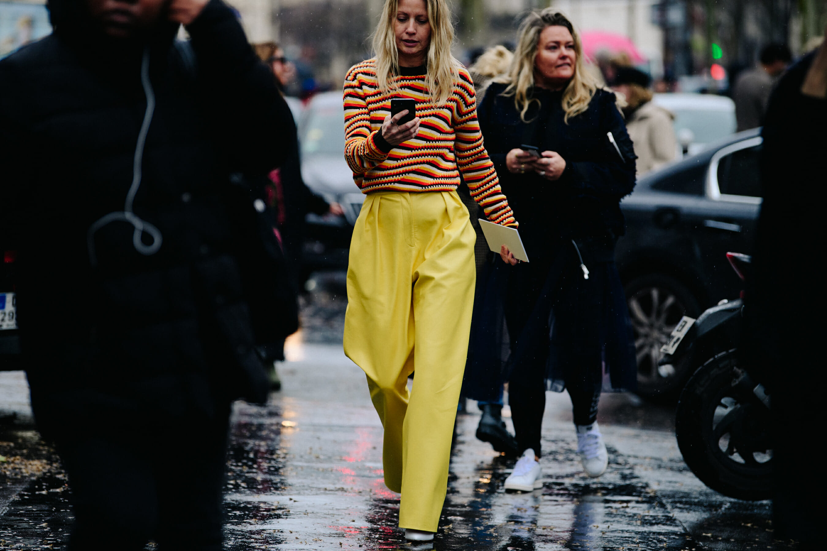 Woman wearing yellow pants