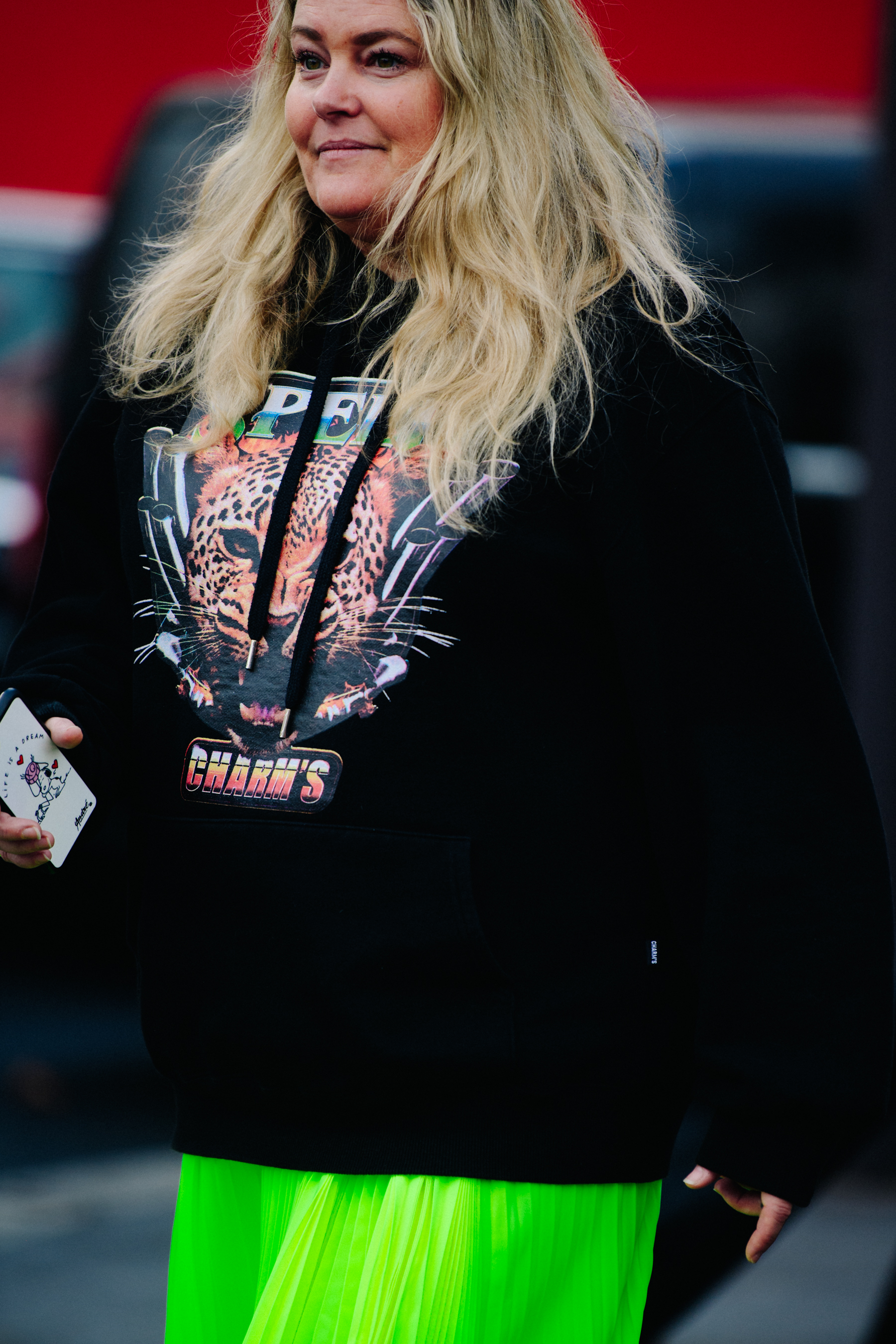 Woman wearing black hoodie