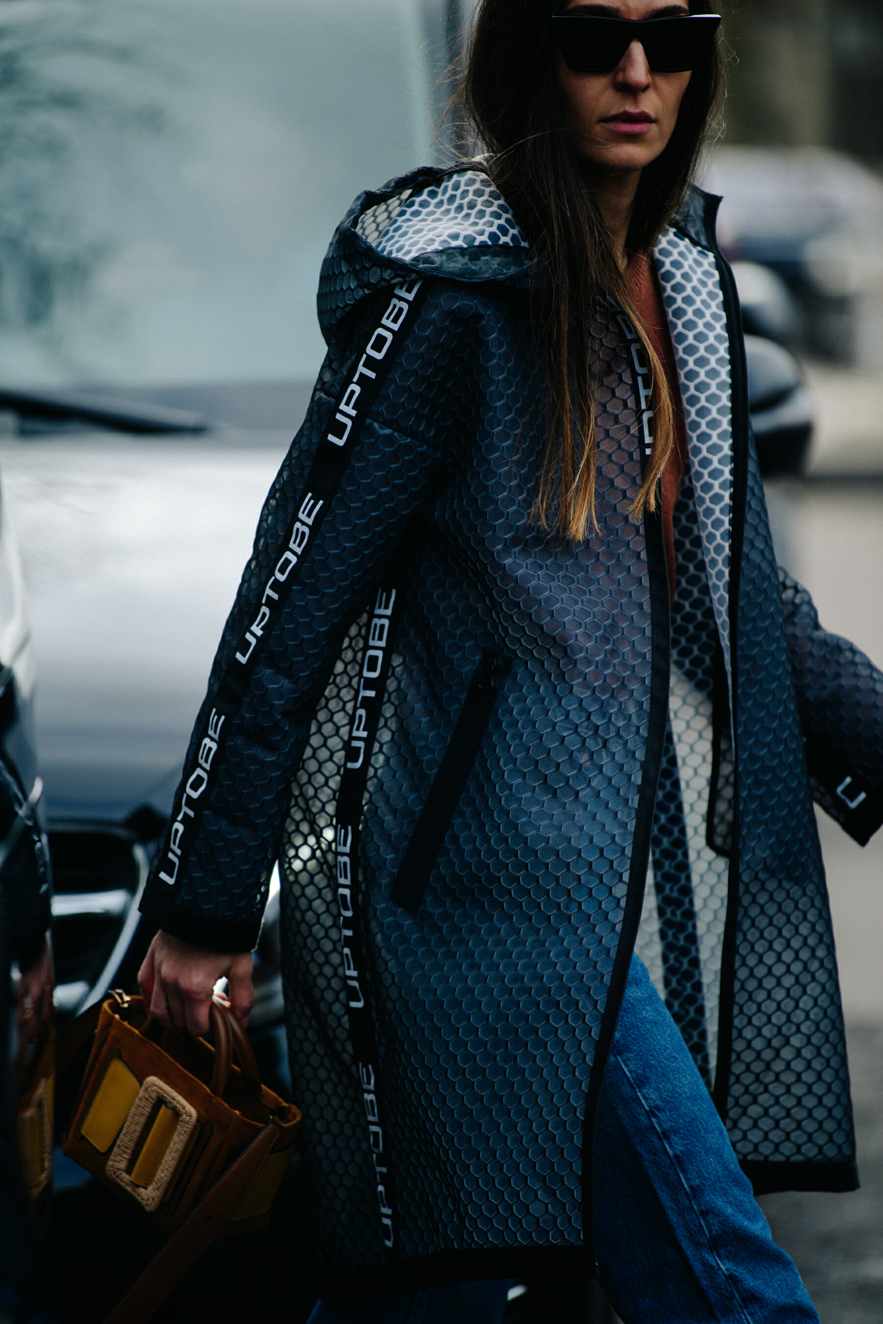 Woman wearing Uptobe jacket