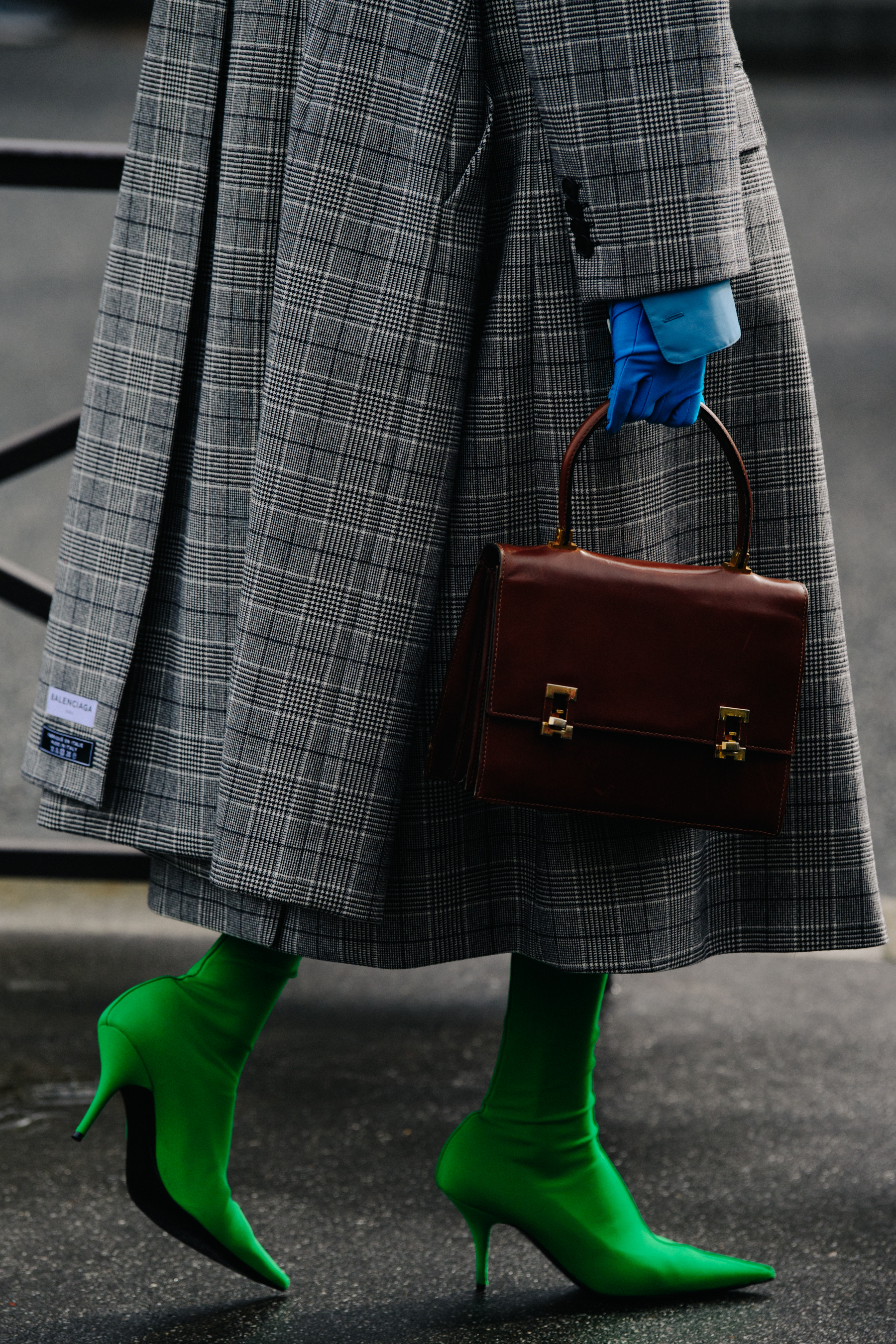 Woman wearing green heels