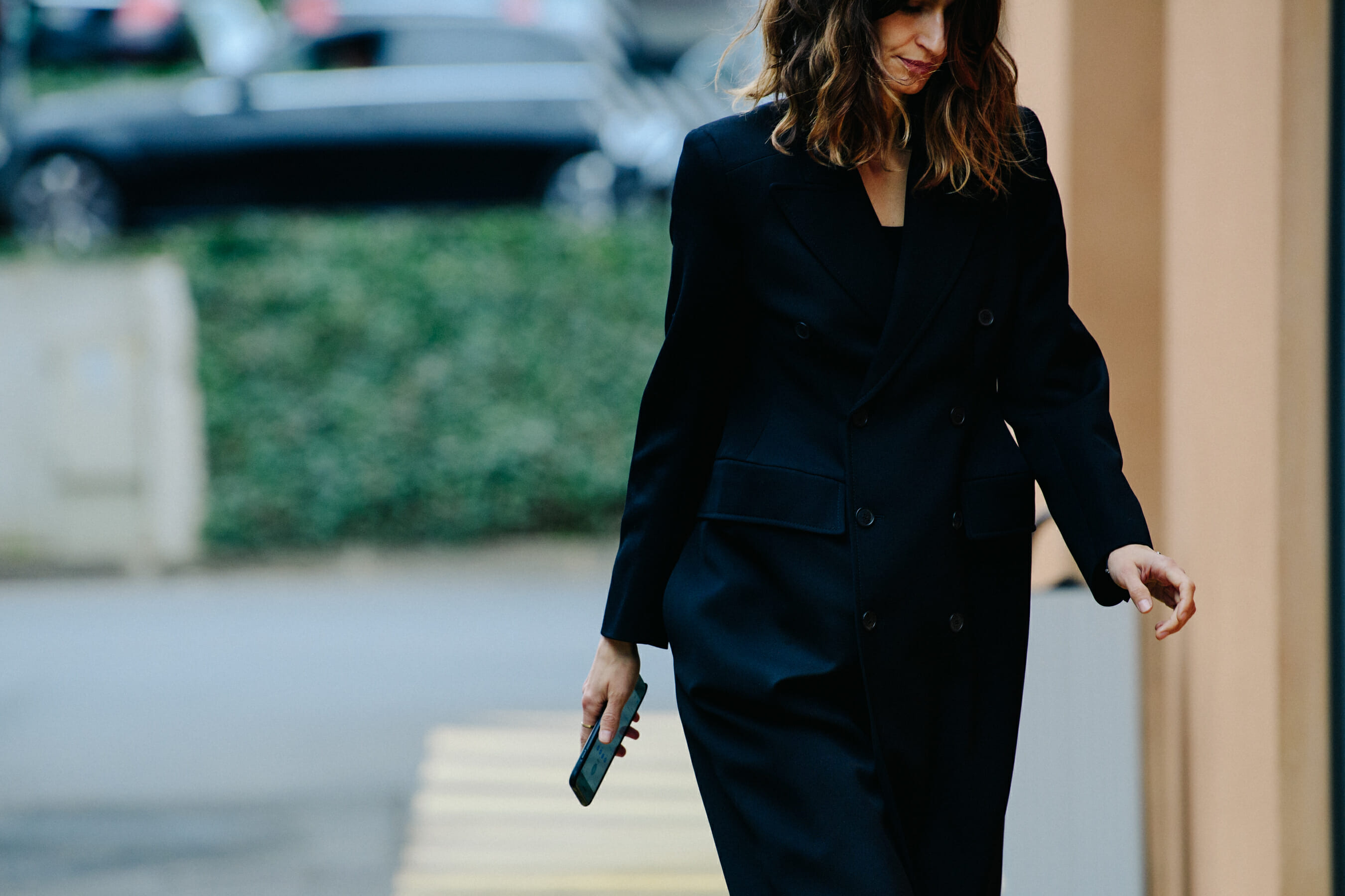 Woman wearing black coat