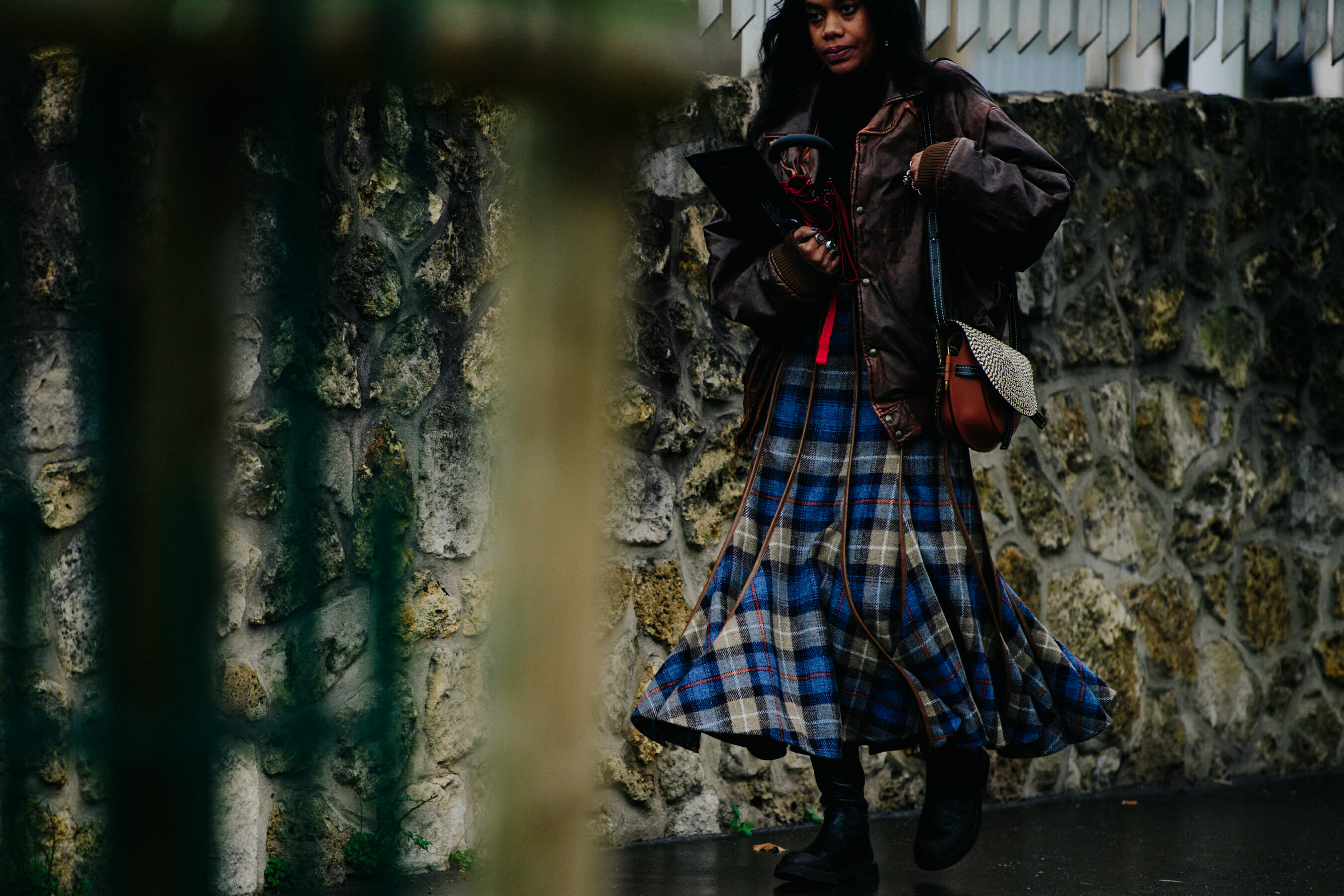 Woman wearing Tartan skirt