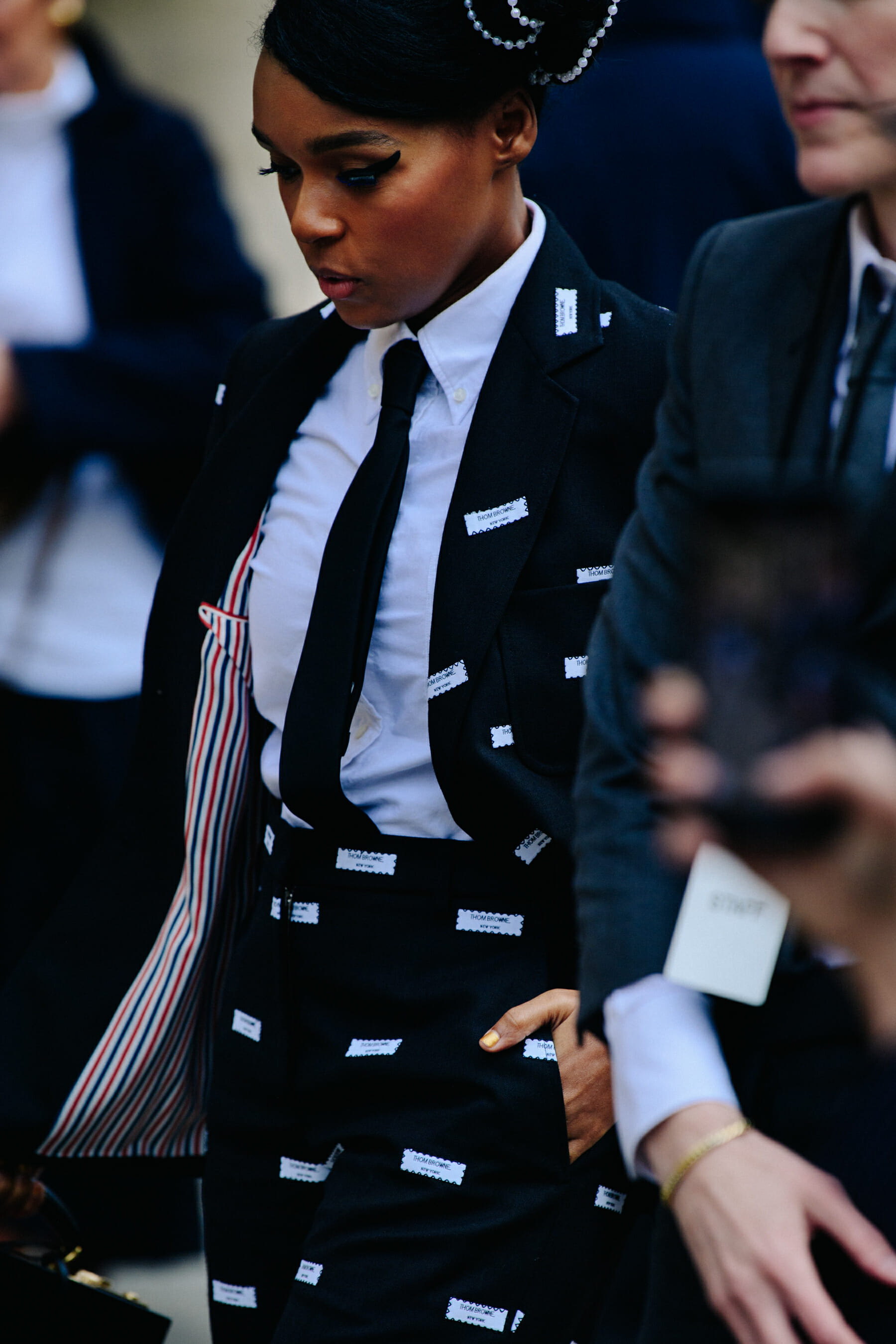Woman wearing Thom Browne outfit