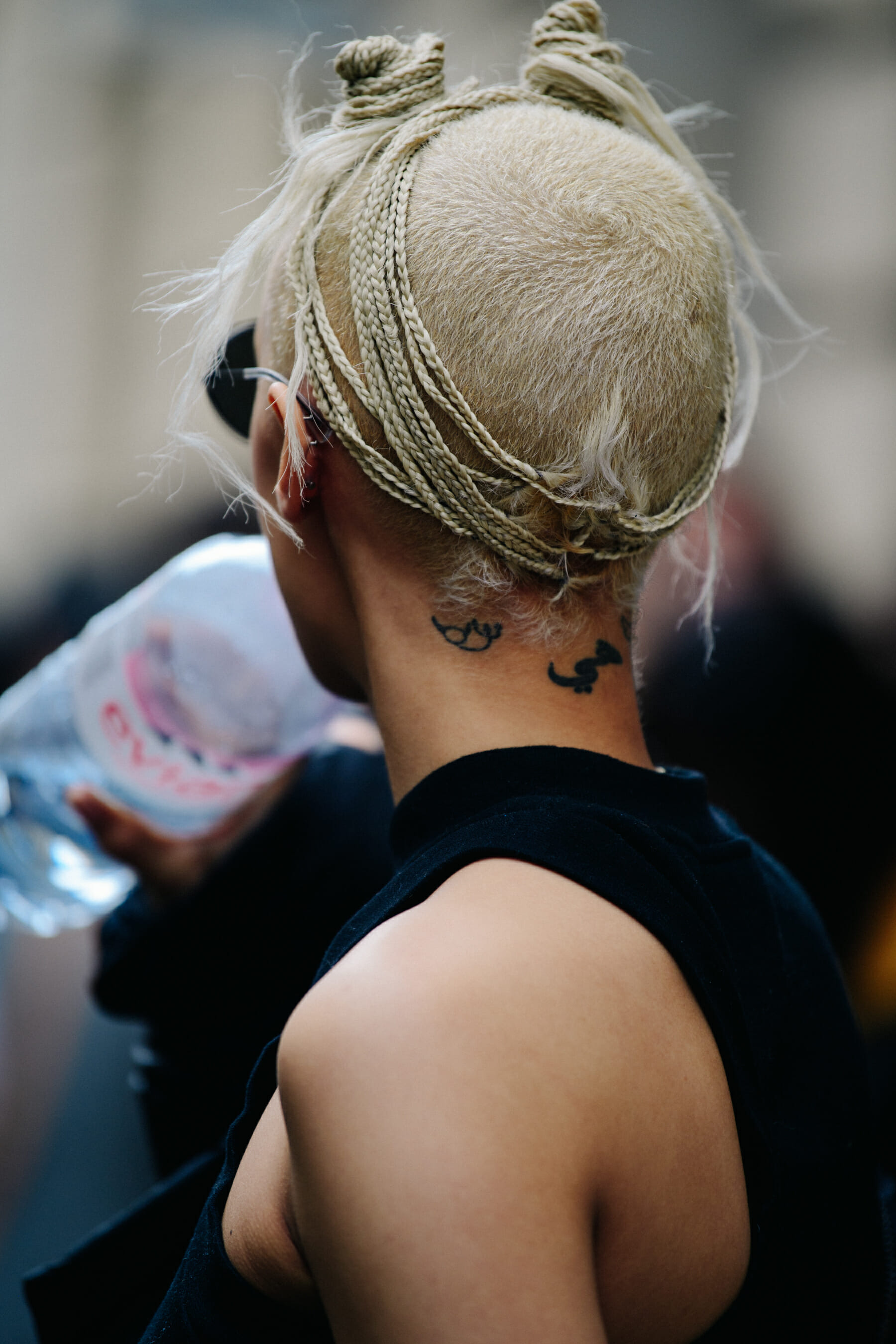 Model with blonde braids