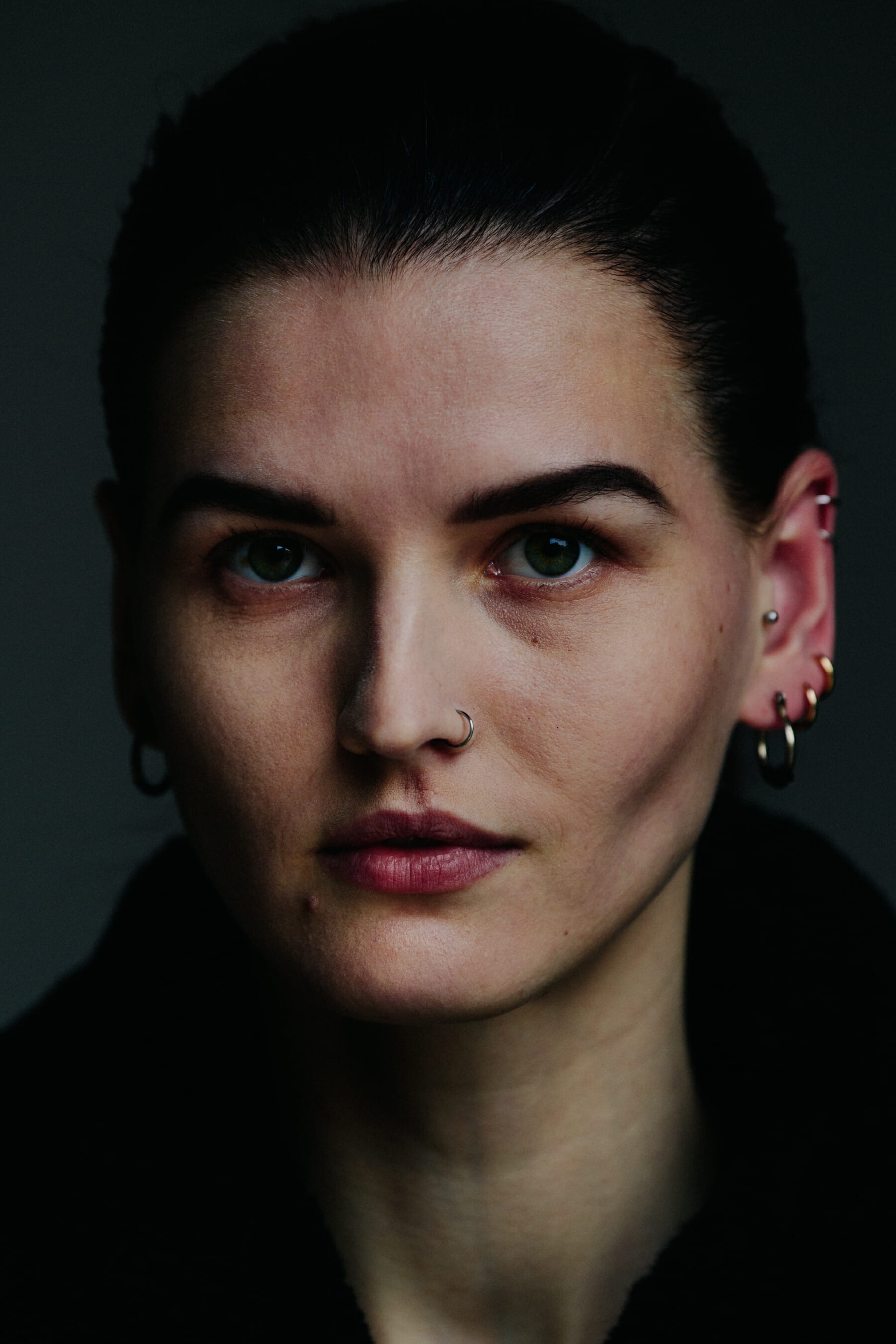 Portrait of model with green eyes