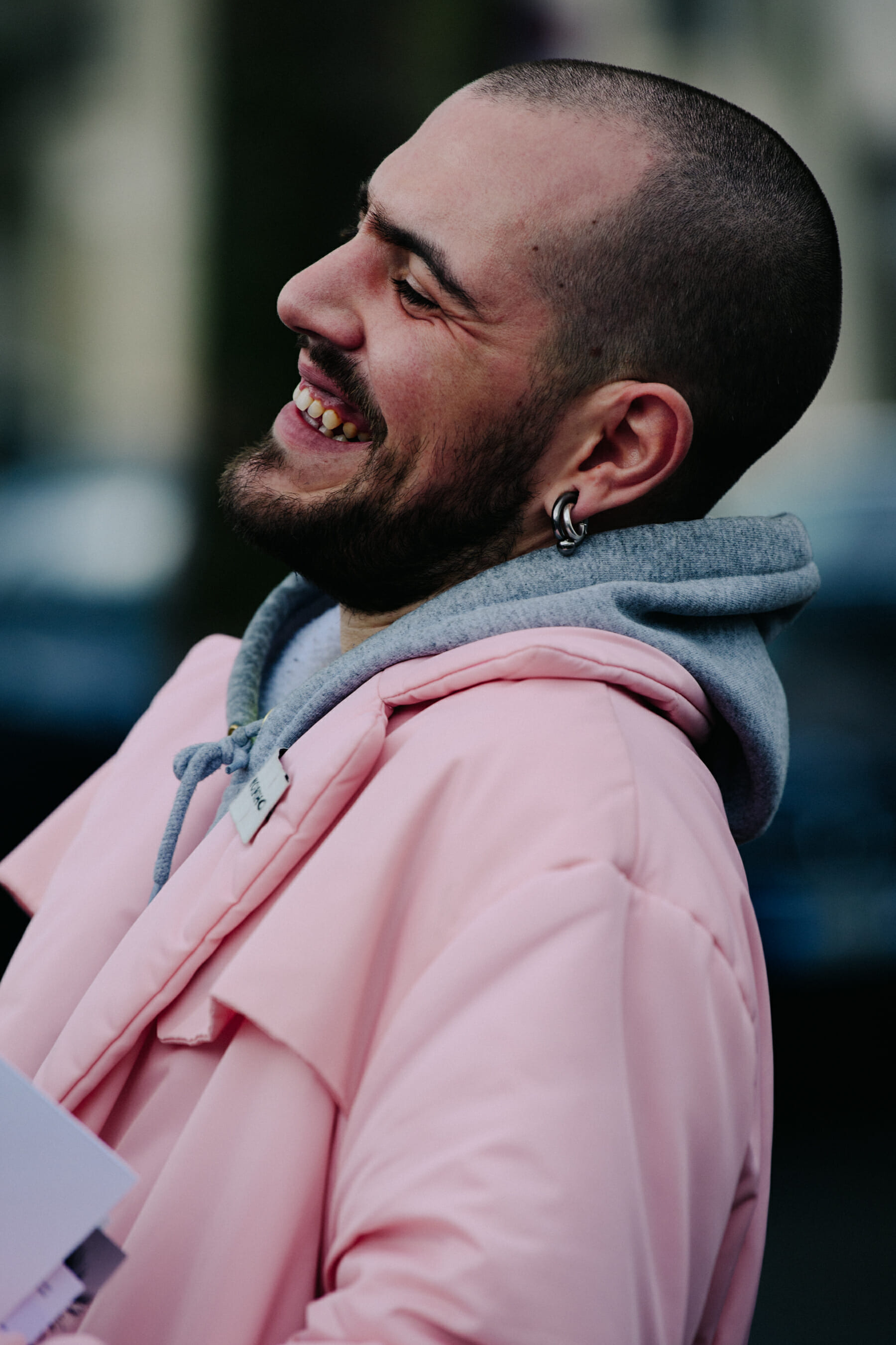 German man wearing pink coat