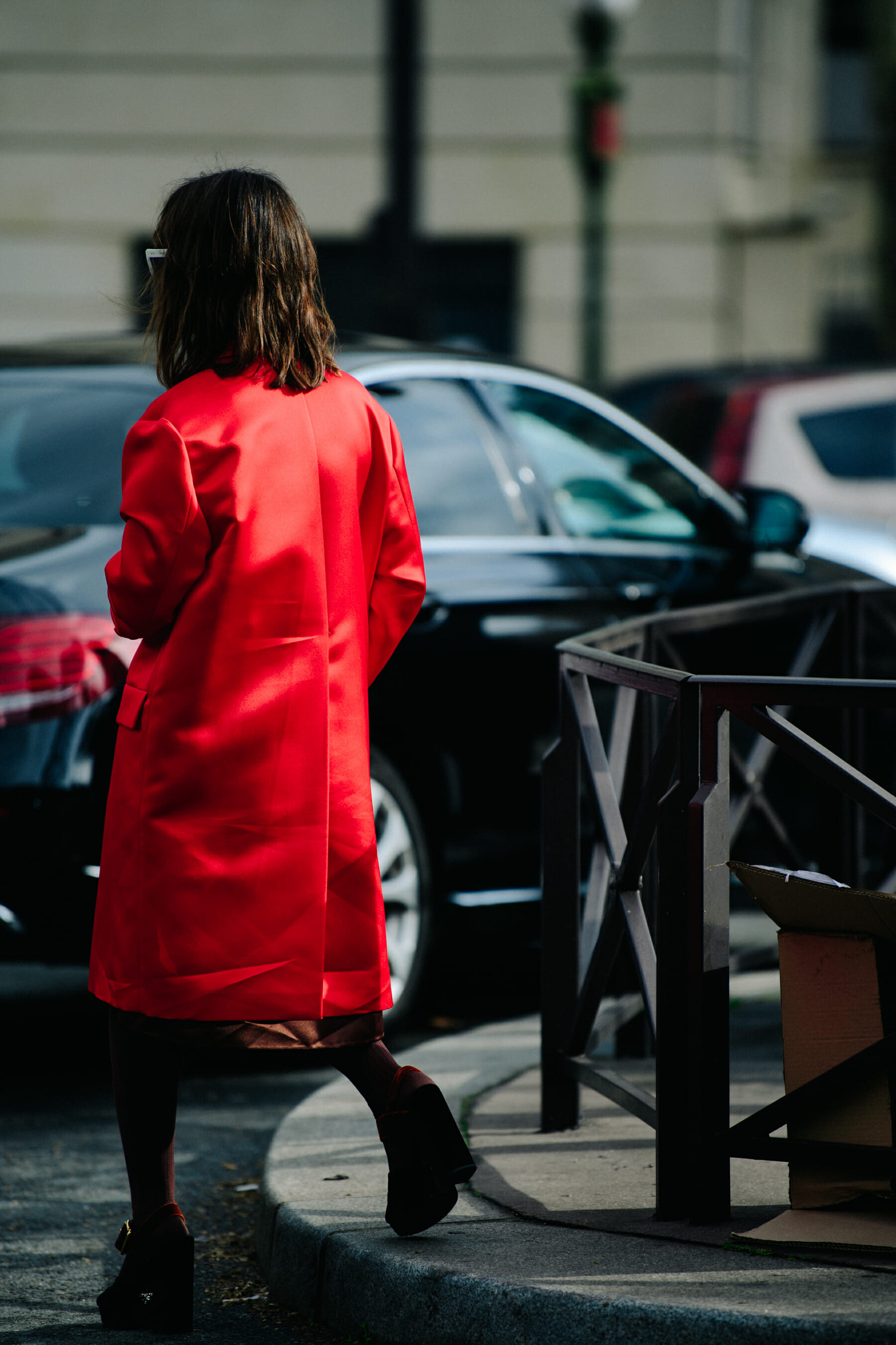 Woman wearing red coat