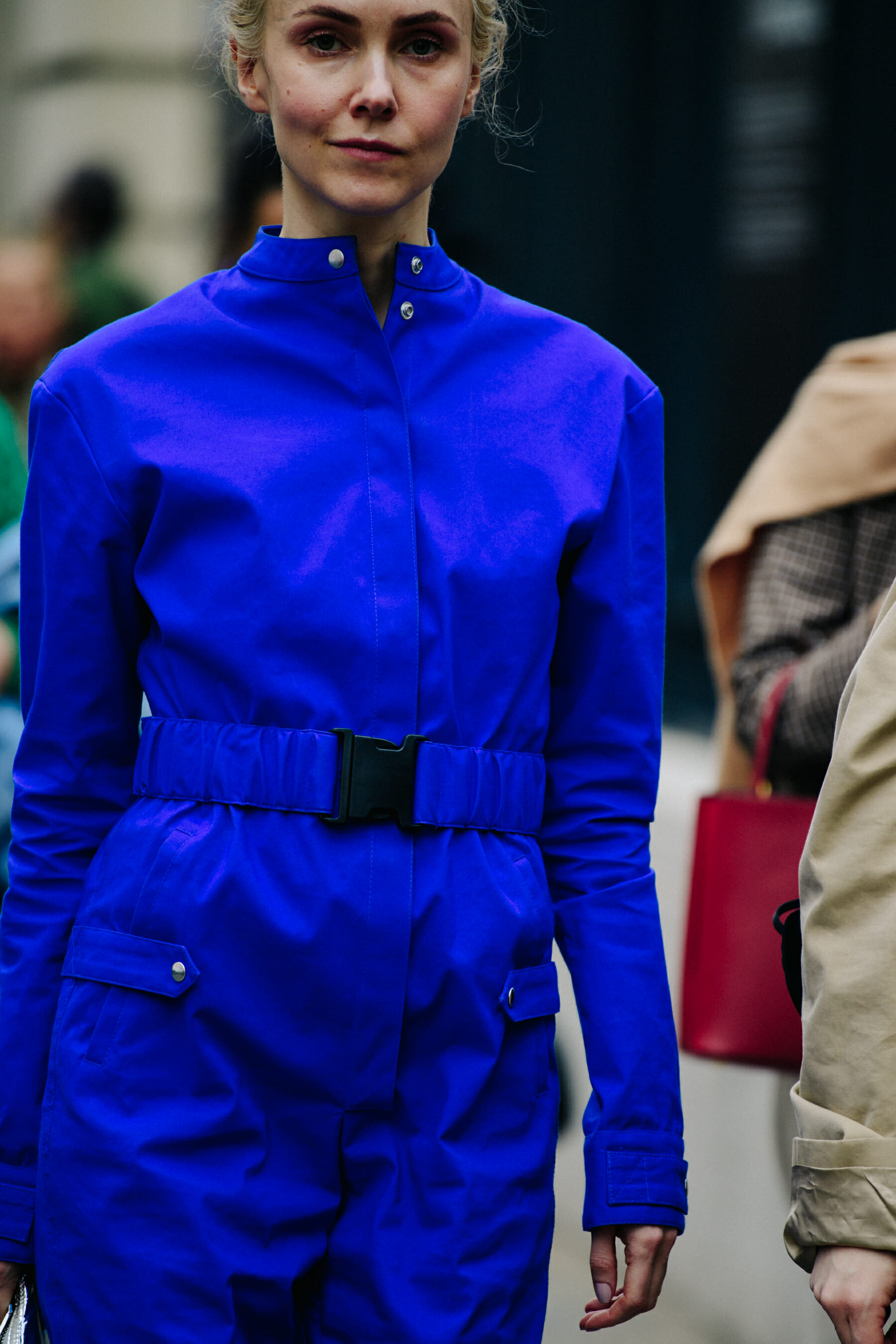 Woman wearing blue jumpsuit