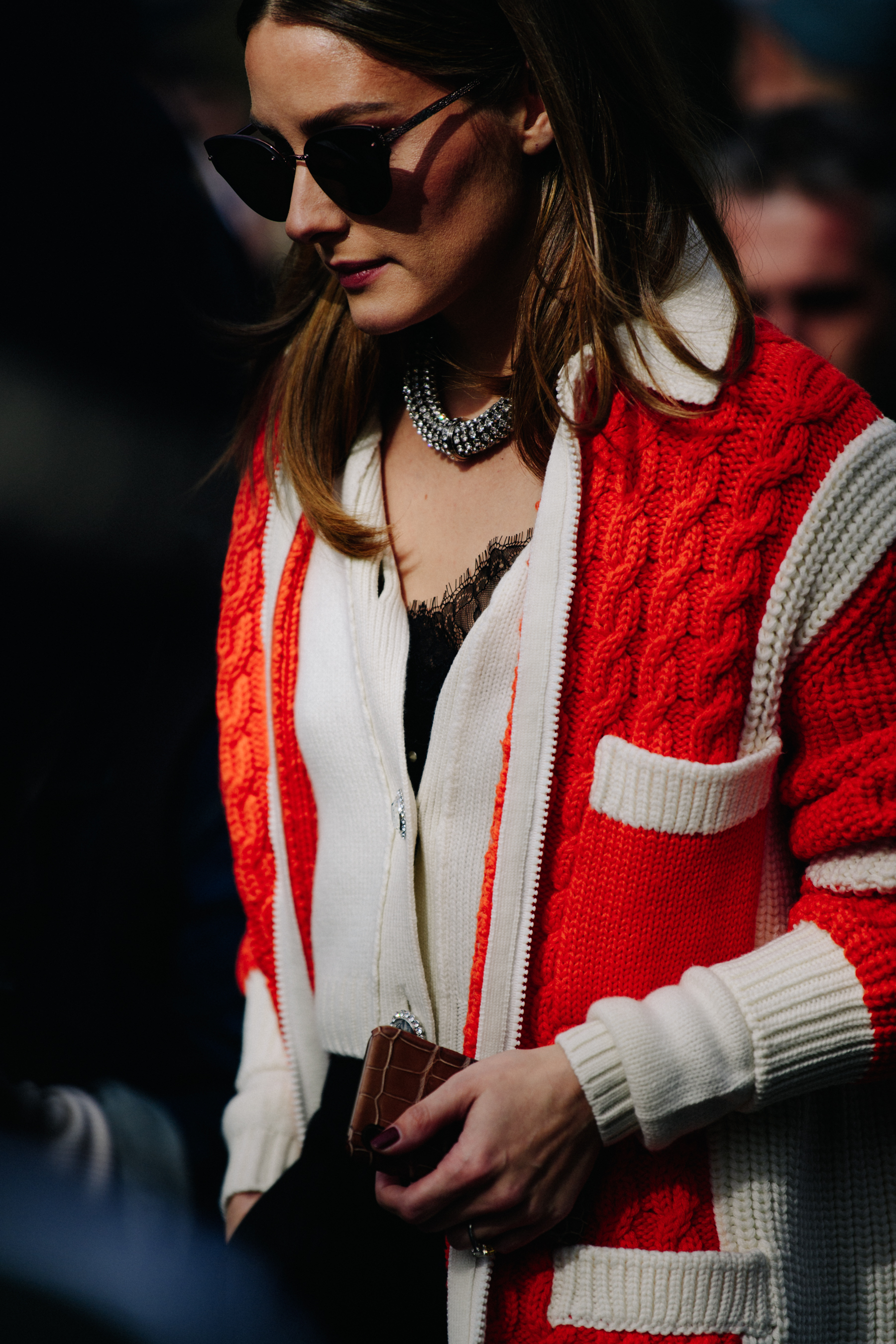 Woman wearing knit wool jumper