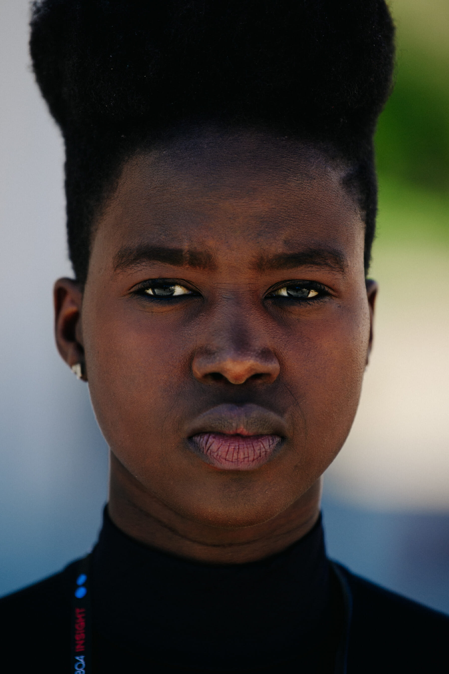 Portrait of model with tall dark hair