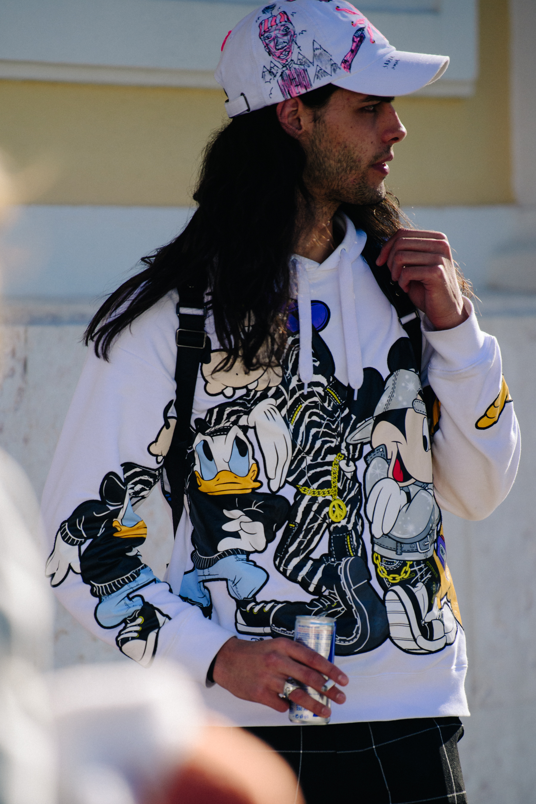 Man wearing Donald Duck jumper