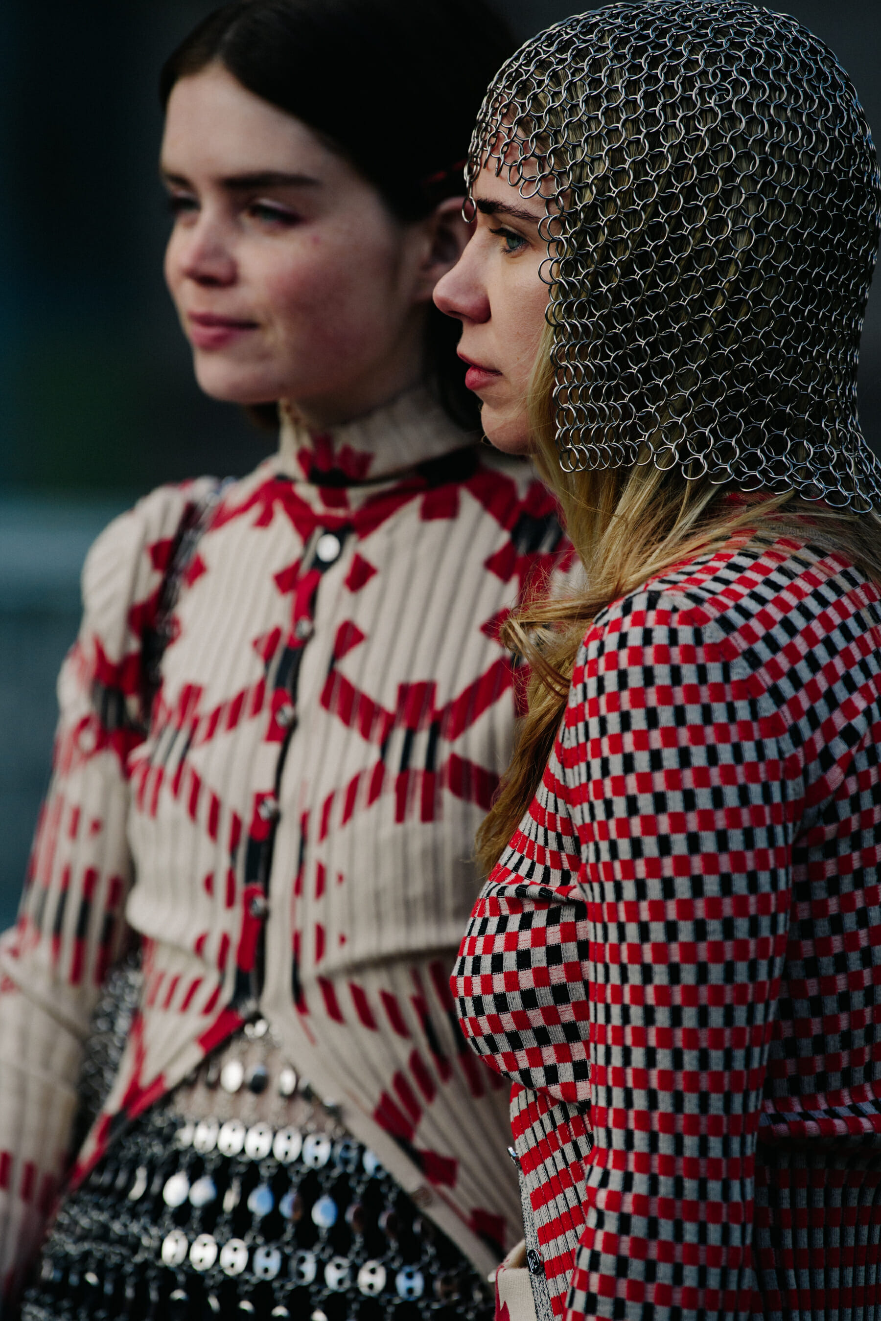 Two bloggers wearing chainmail