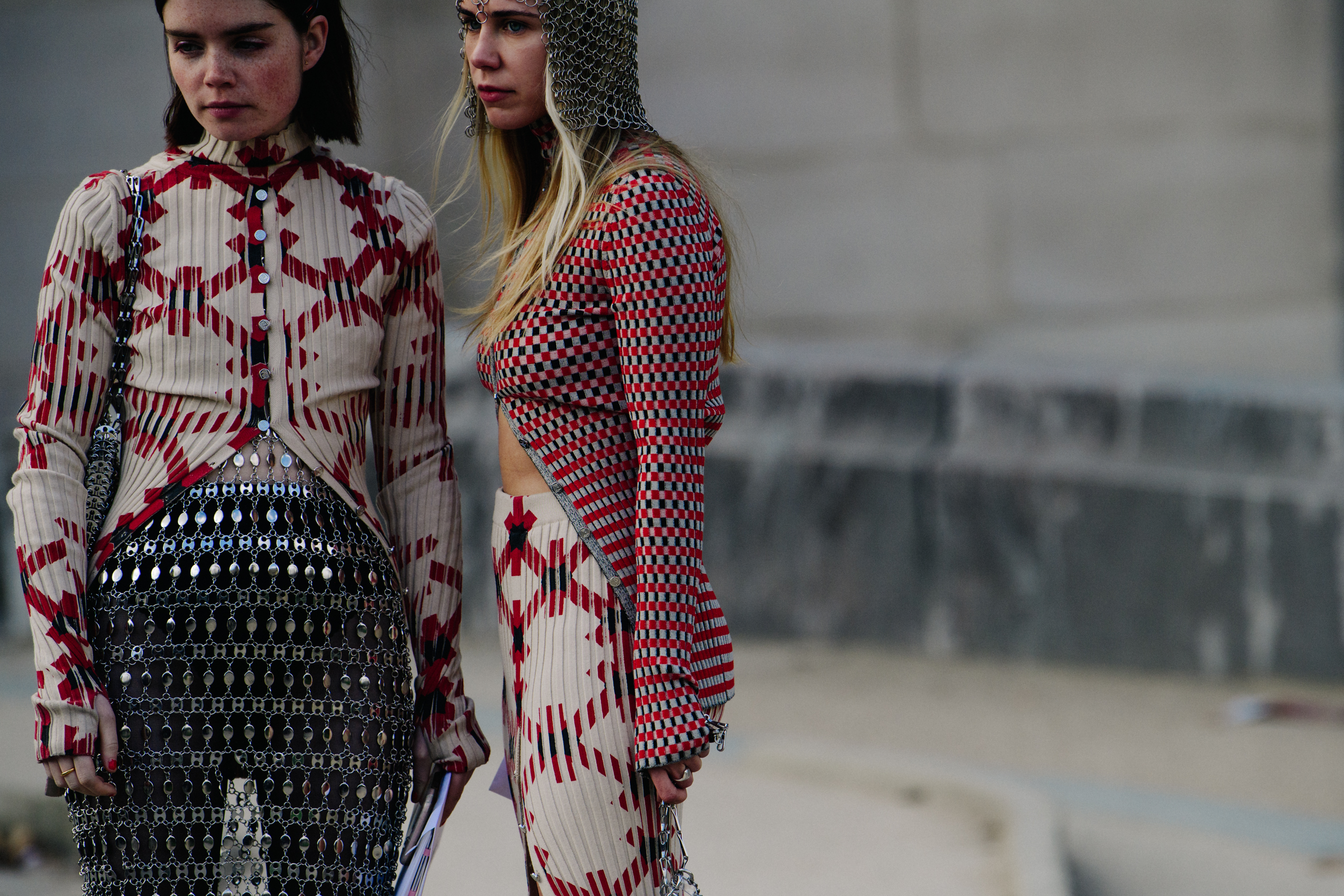 Two bloggers wearing chainmail