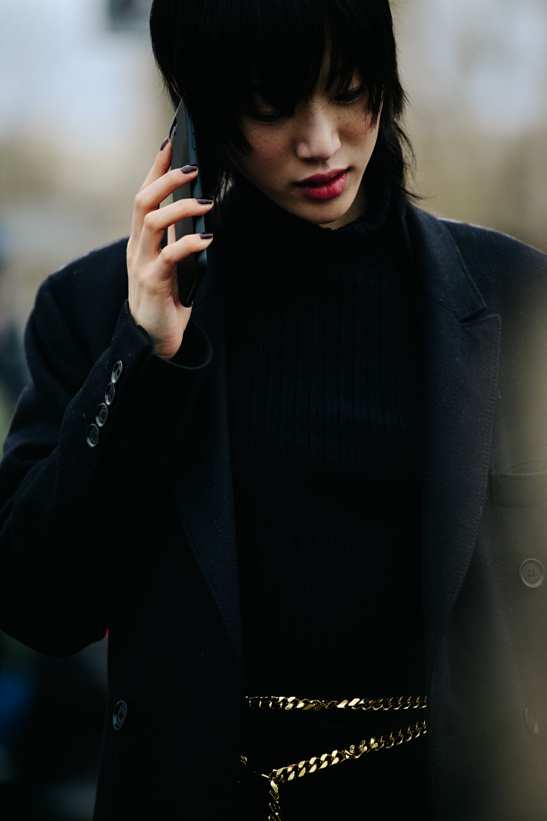Korean model wearing black
