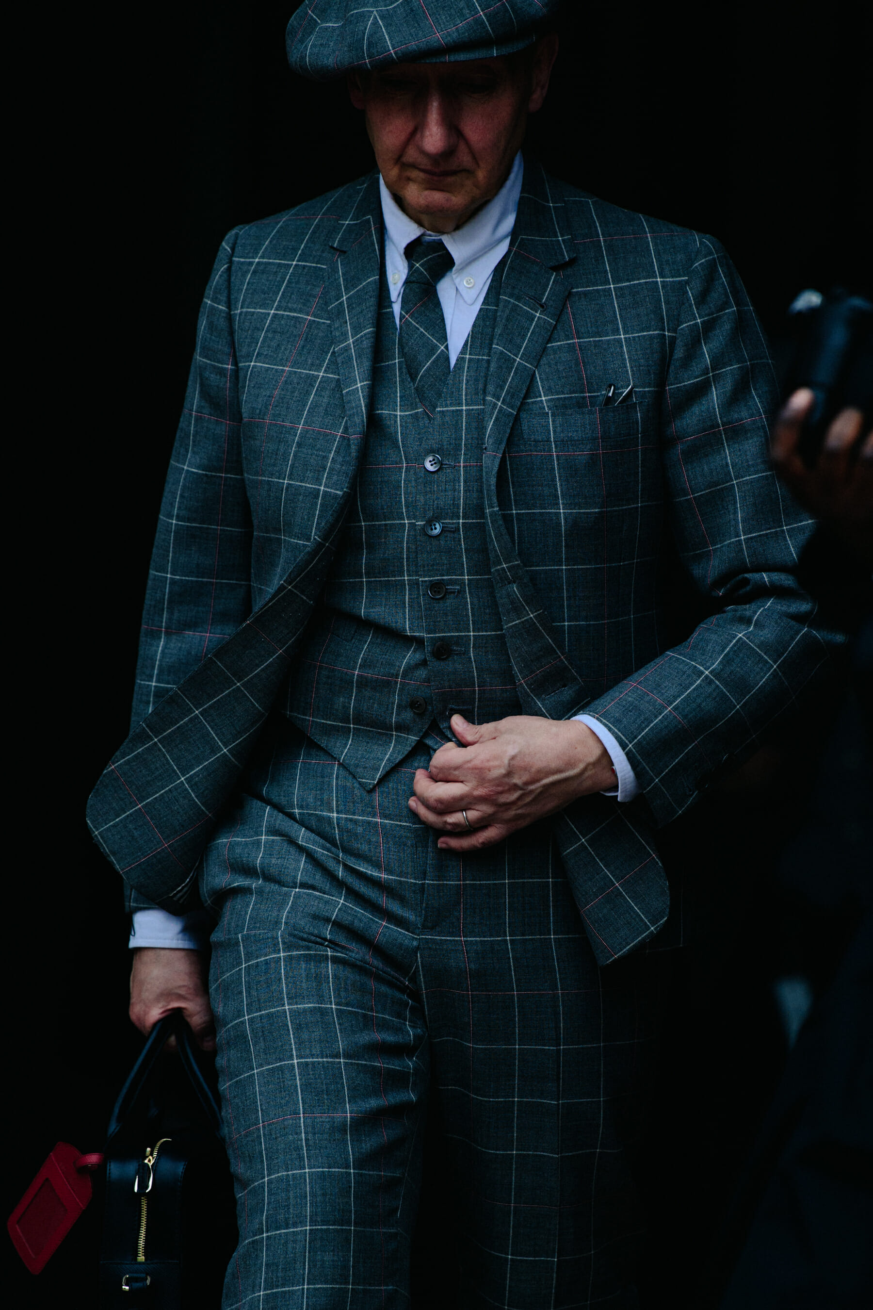 Man wearing suit at Thom Browne