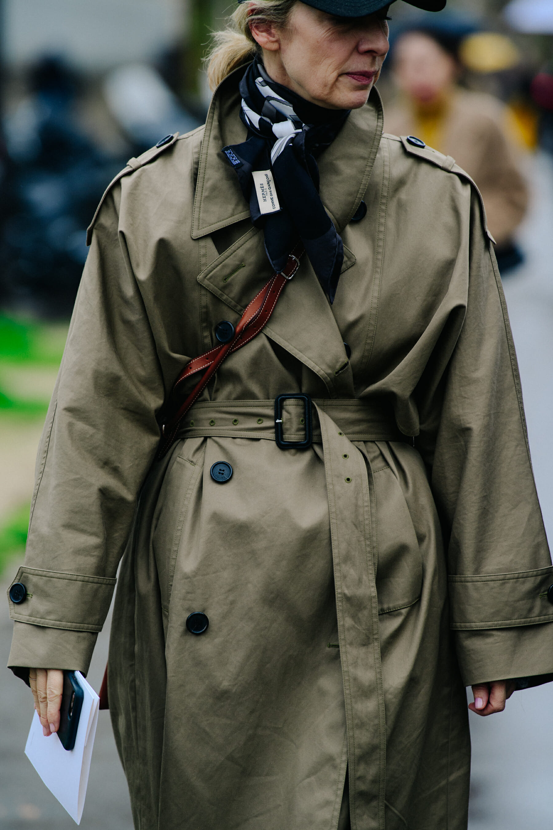 Woman wearing green coat