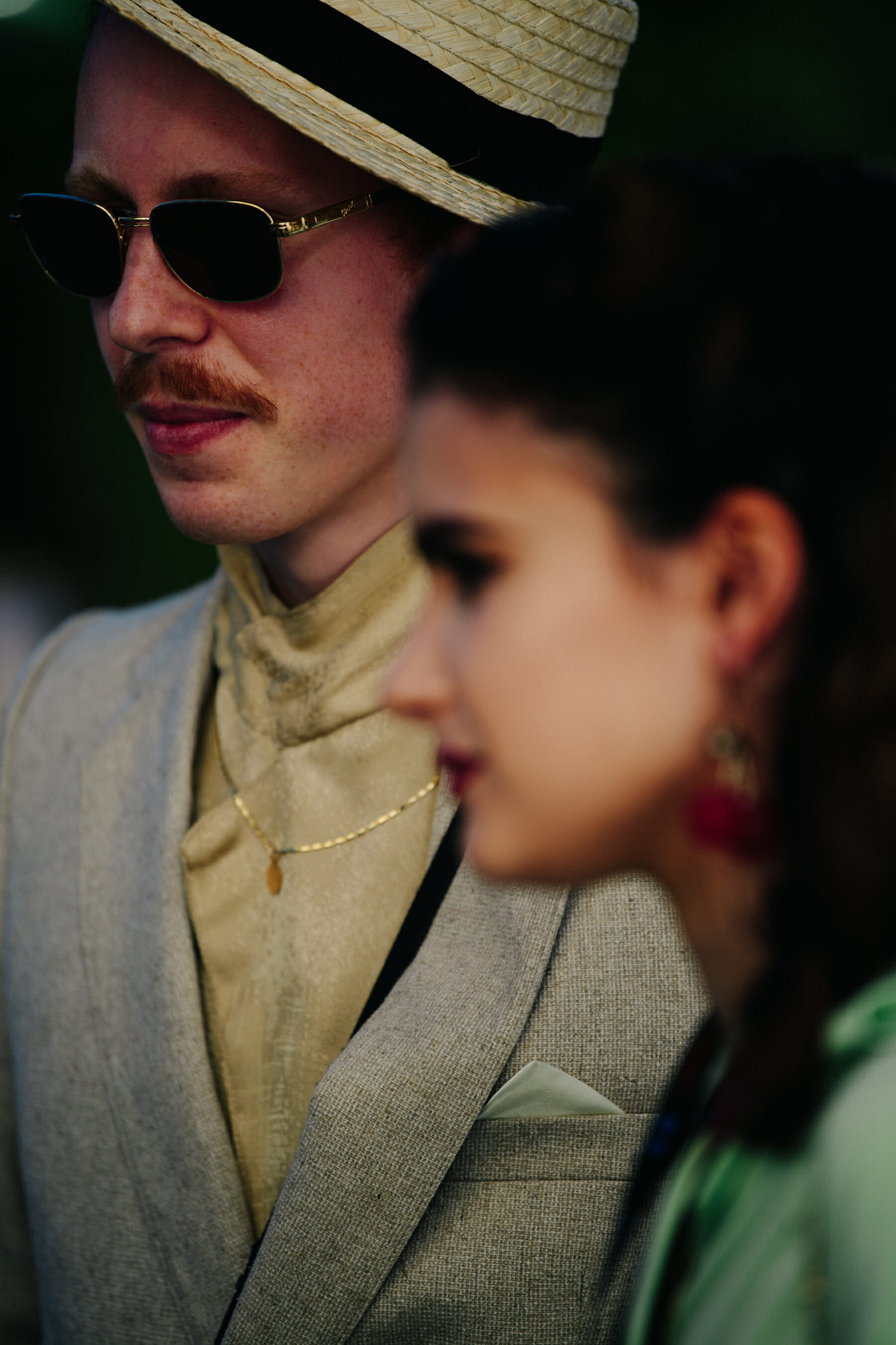 Man wearing light linen suit