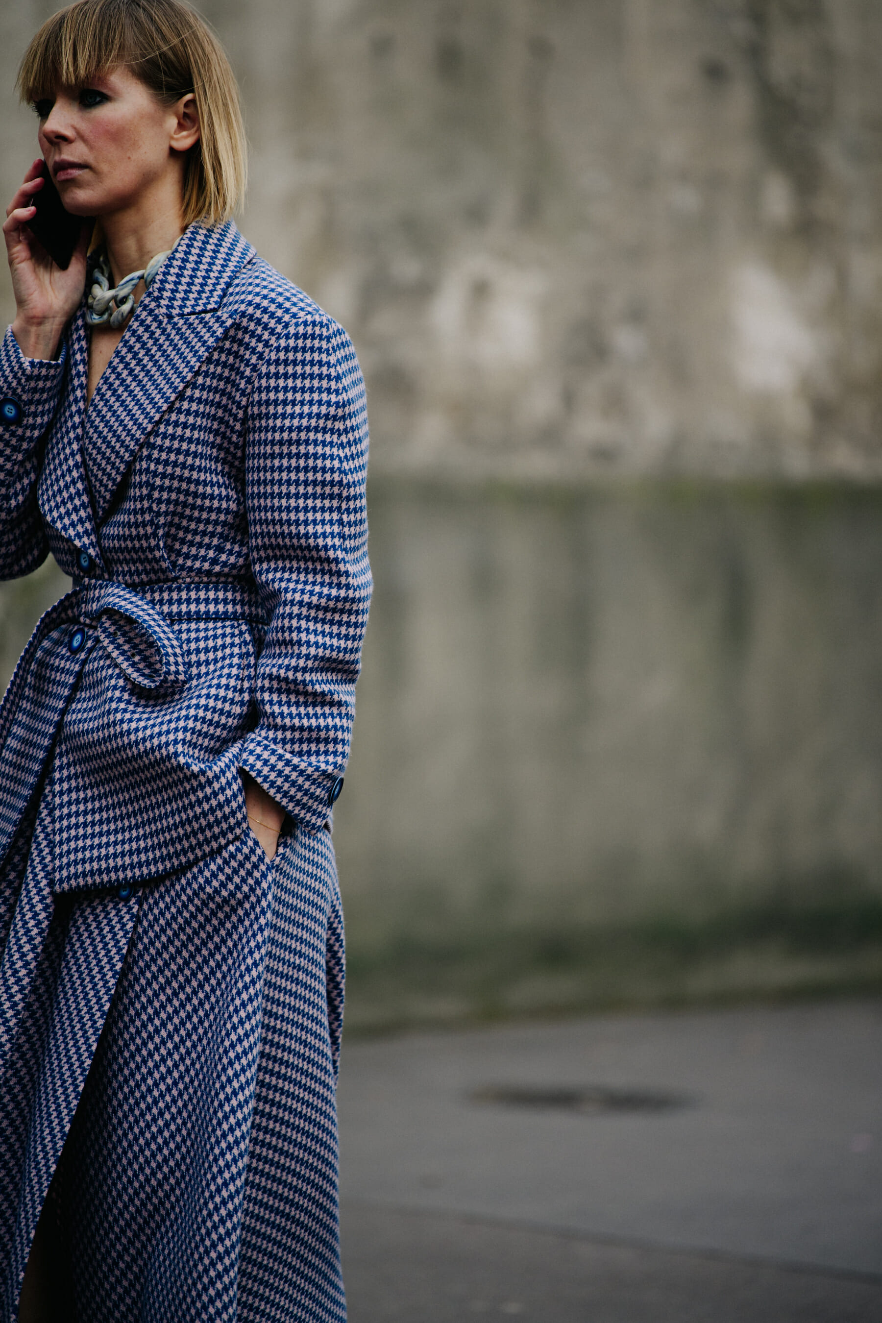 Woman wearing pattern coat