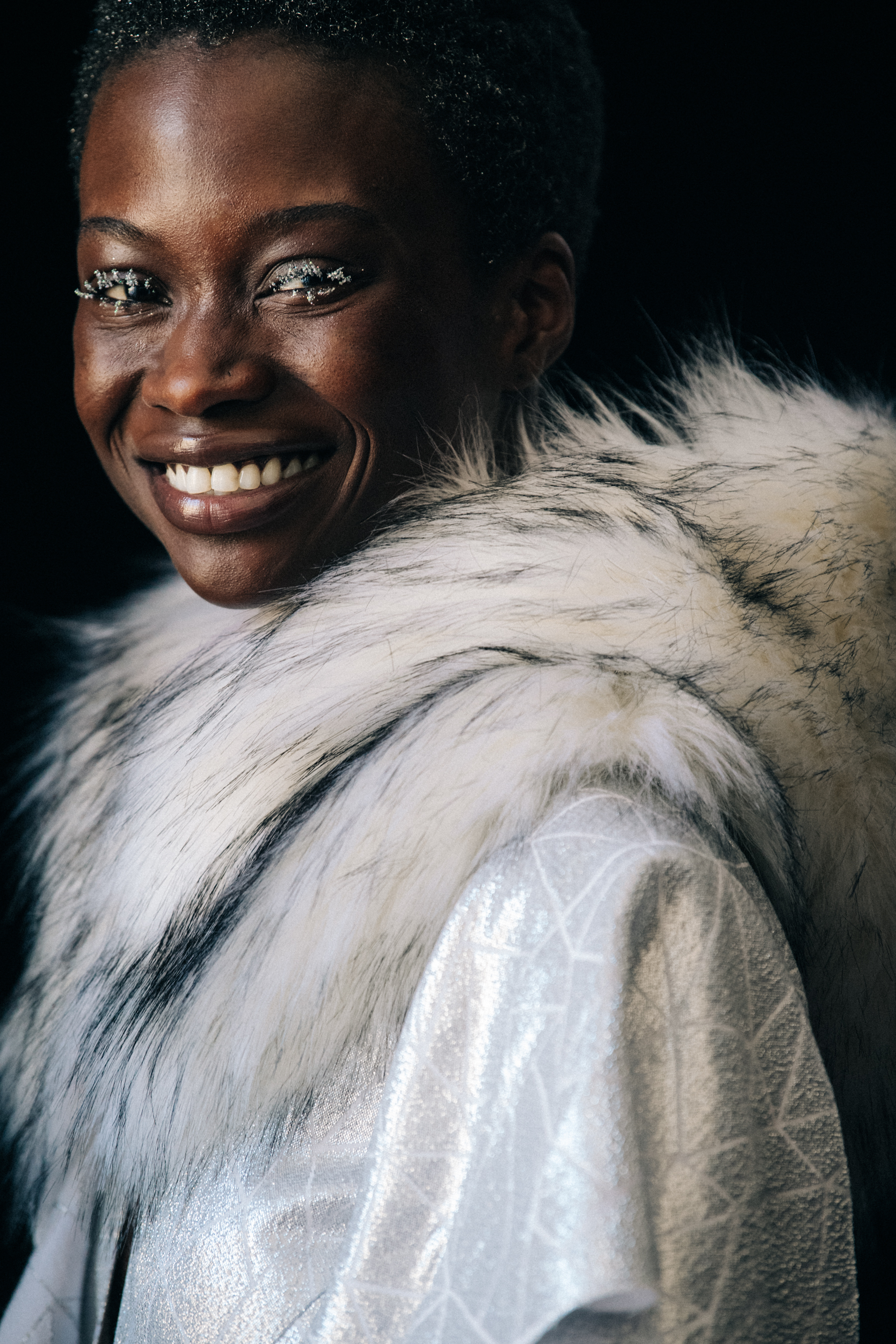 Fatou Jobe backstage at Byblos