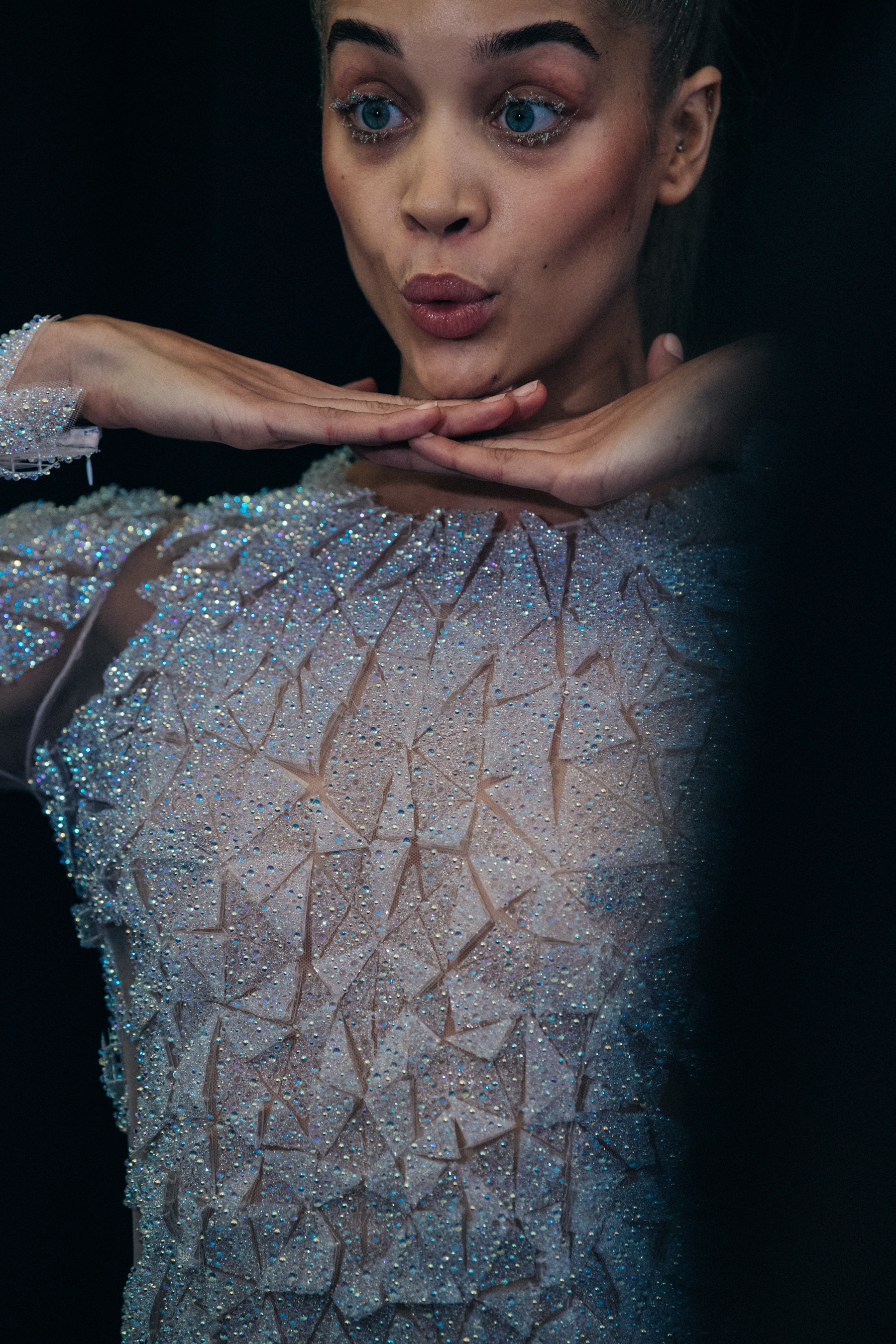 Jasmine Sanders backstage at Byblos