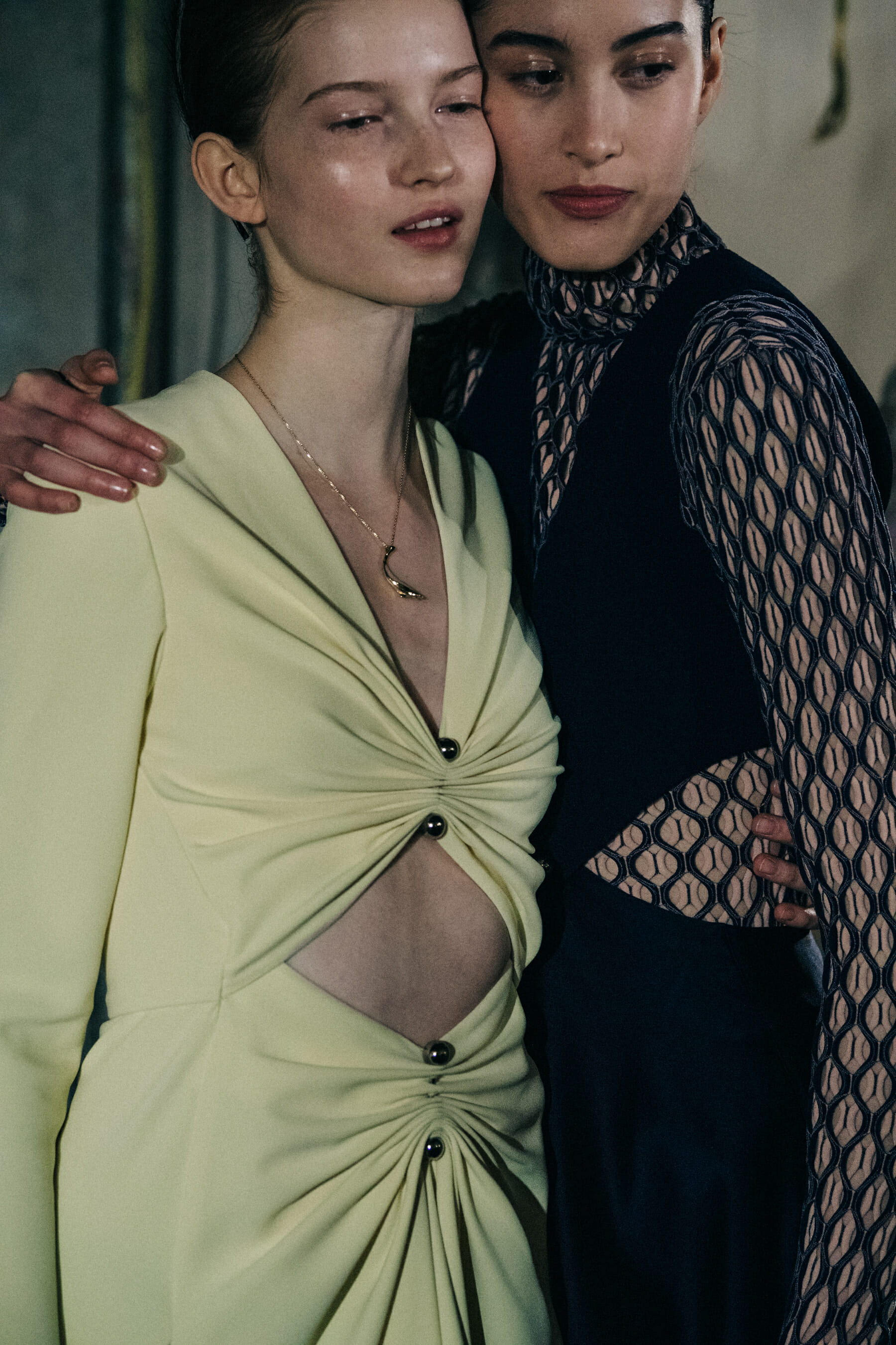 Polina Ivochkina backstage at Dion Lee