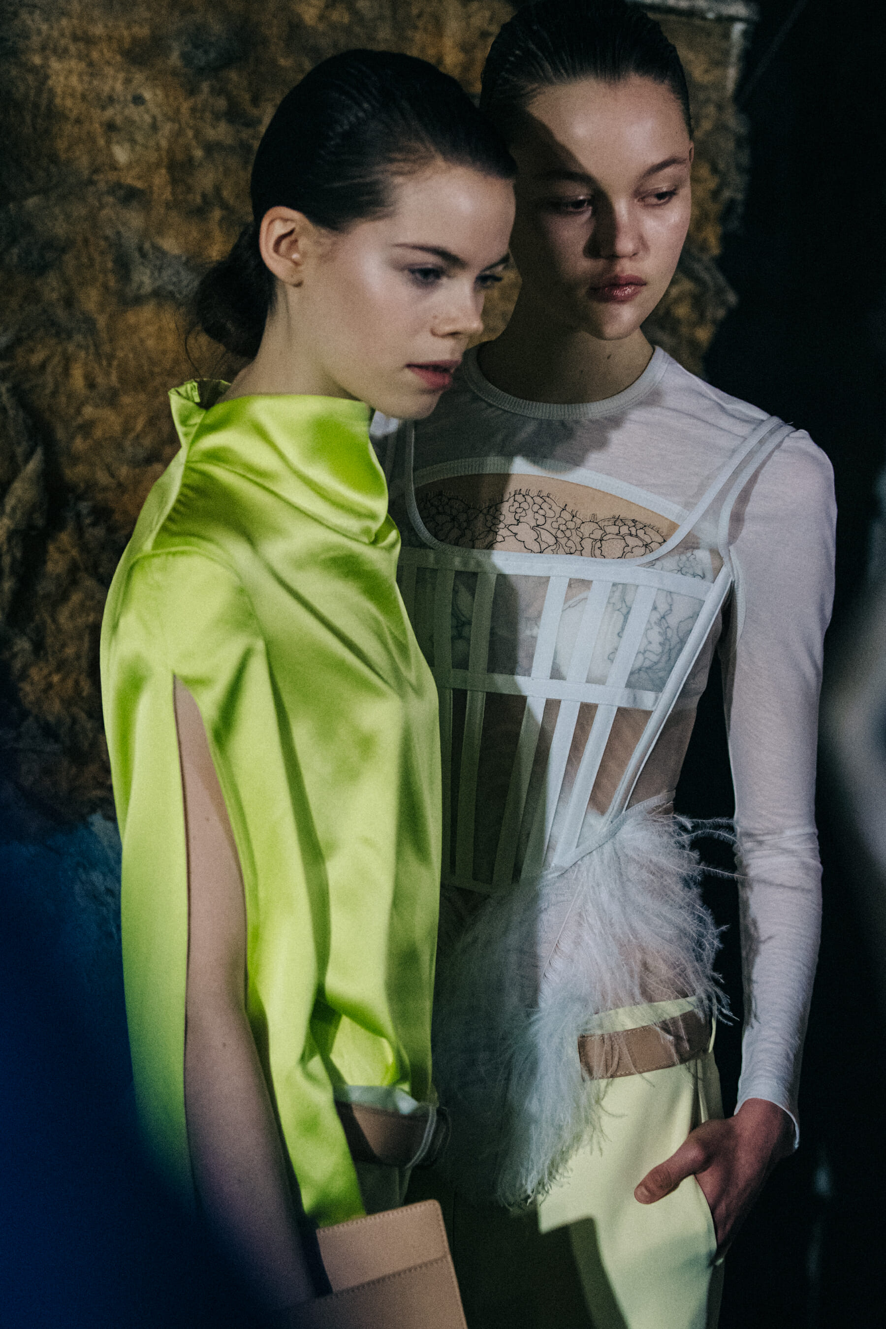 Nina Gulien backstage at Dion Lee