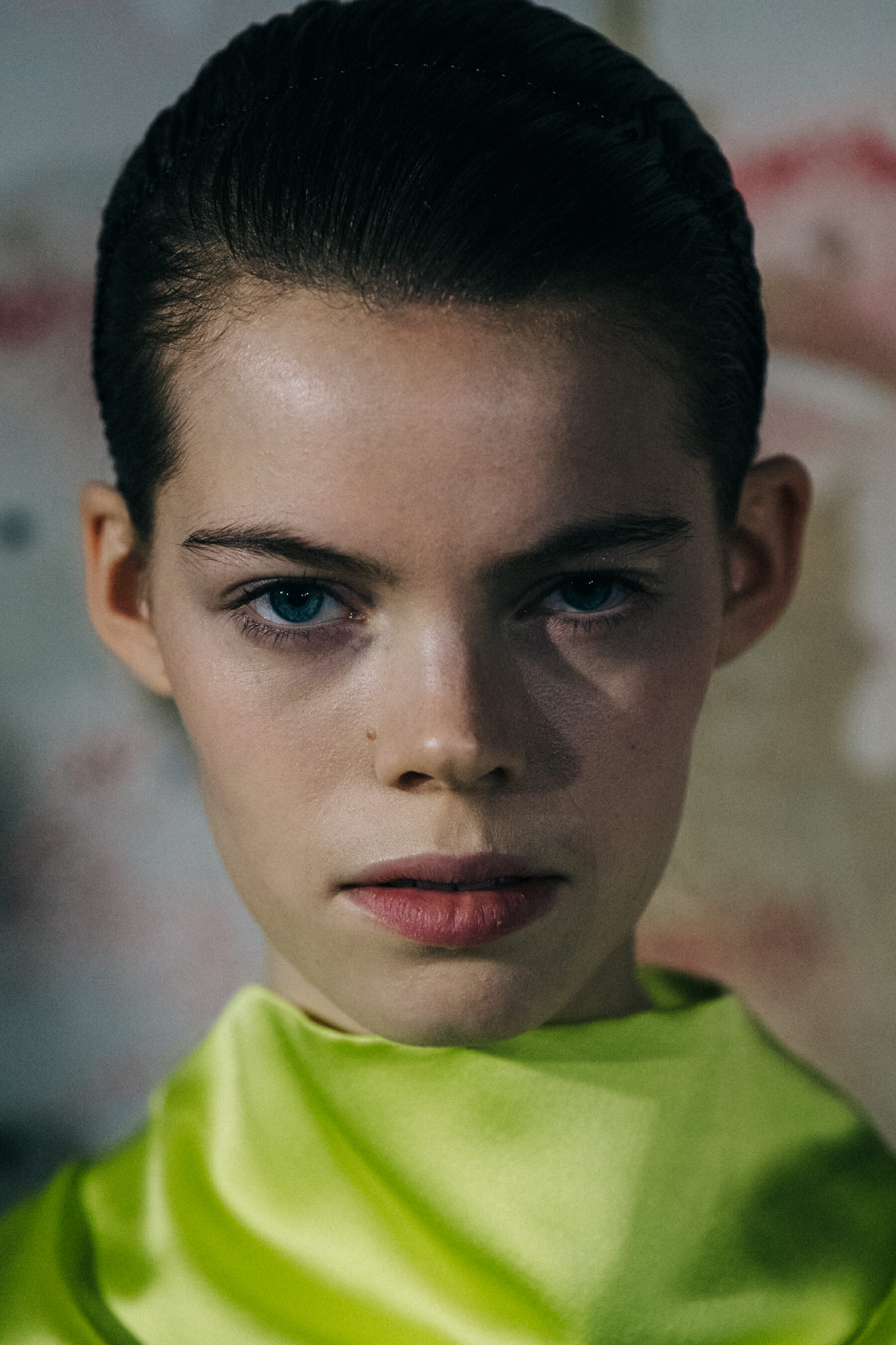Nina Gulien backstage at Dion Lee