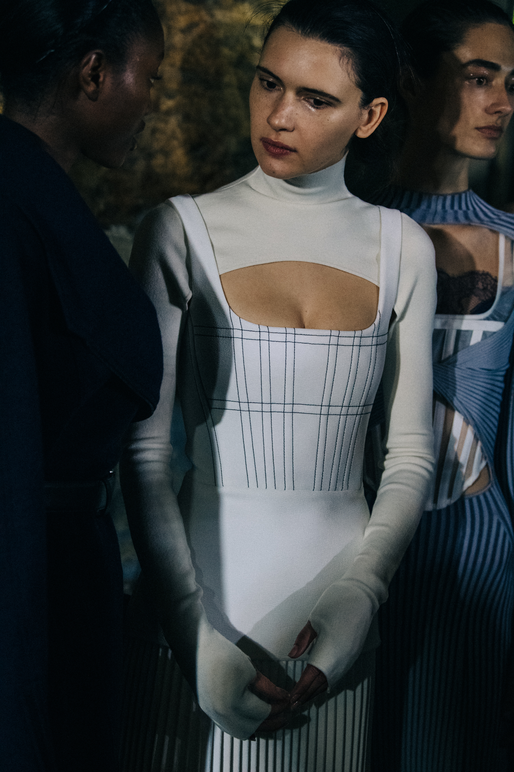 Ioana Brezan backstage at Dion Lee