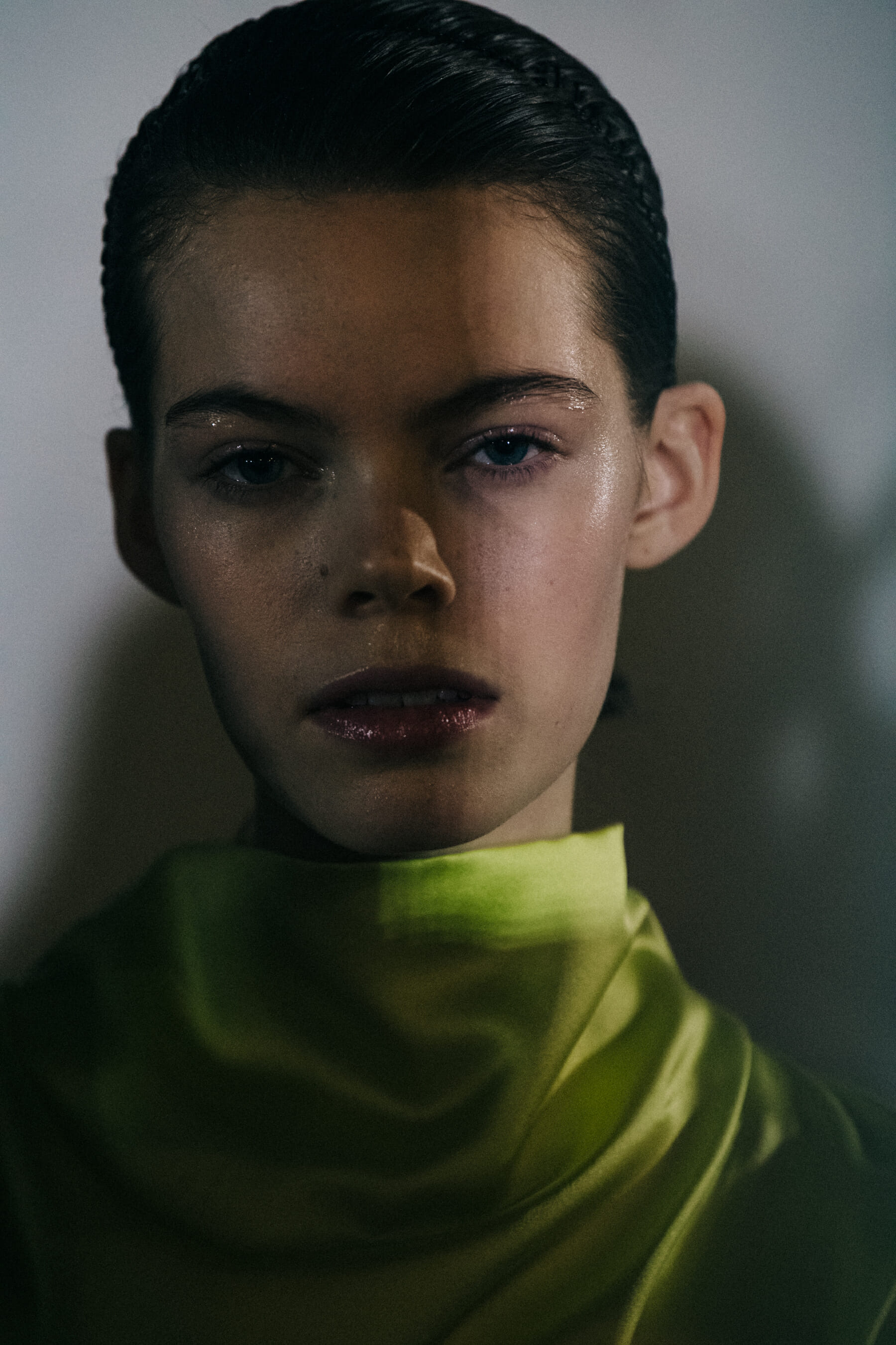 Nina Gulien backstage at Dion Lee