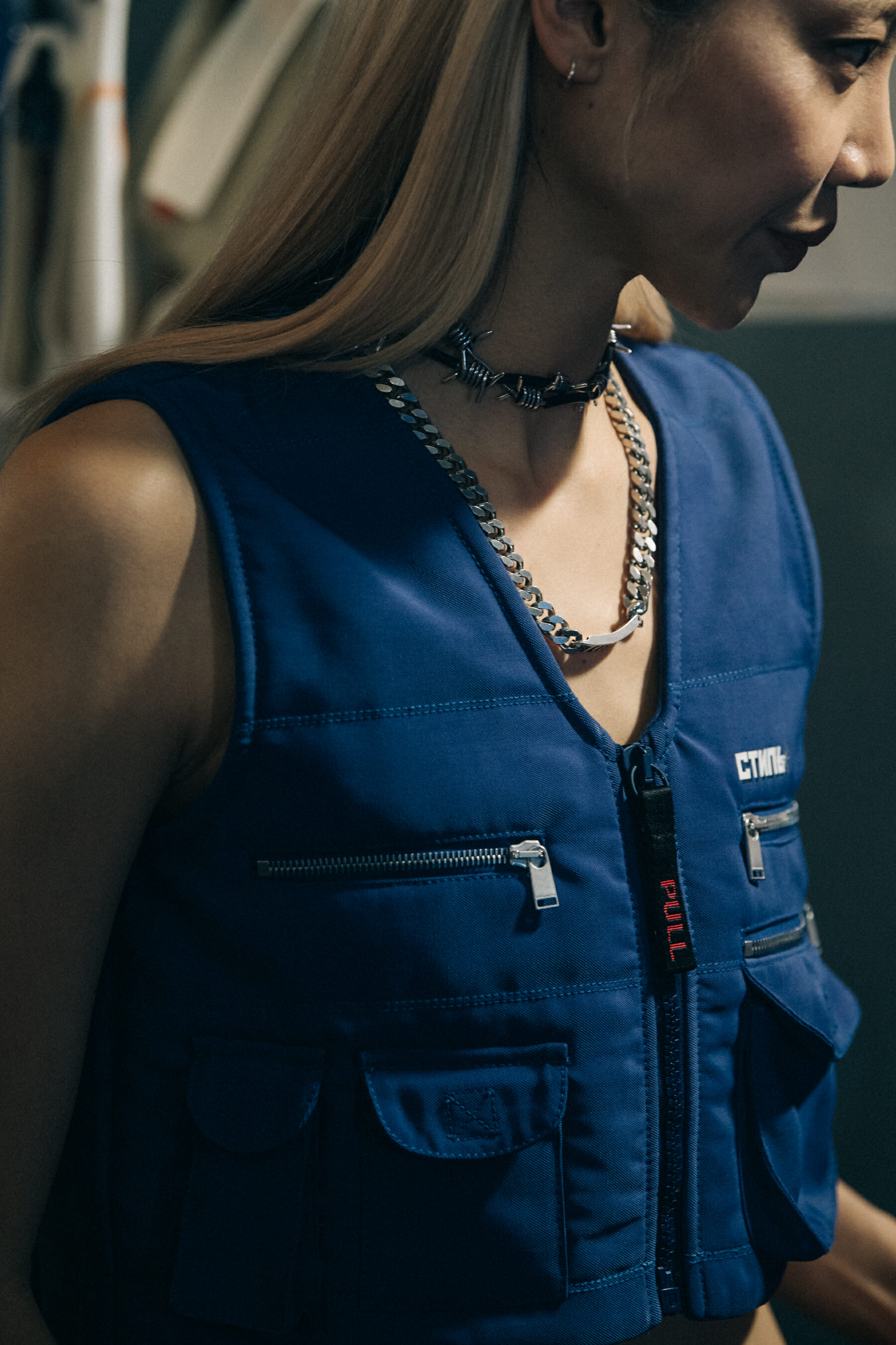 Soo Joo Park backstage at Heron Preston