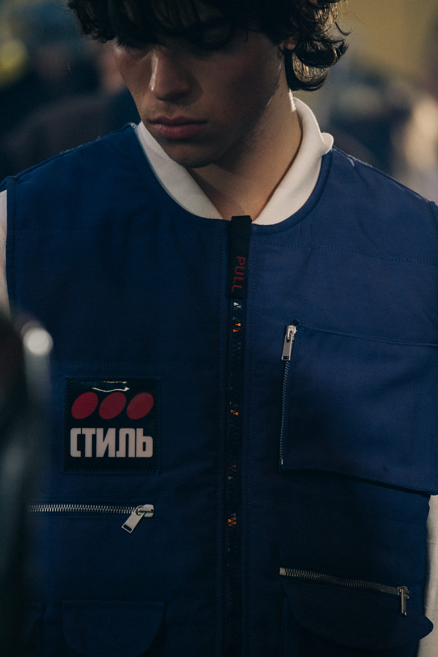 Model wearing denim at Heron Preston