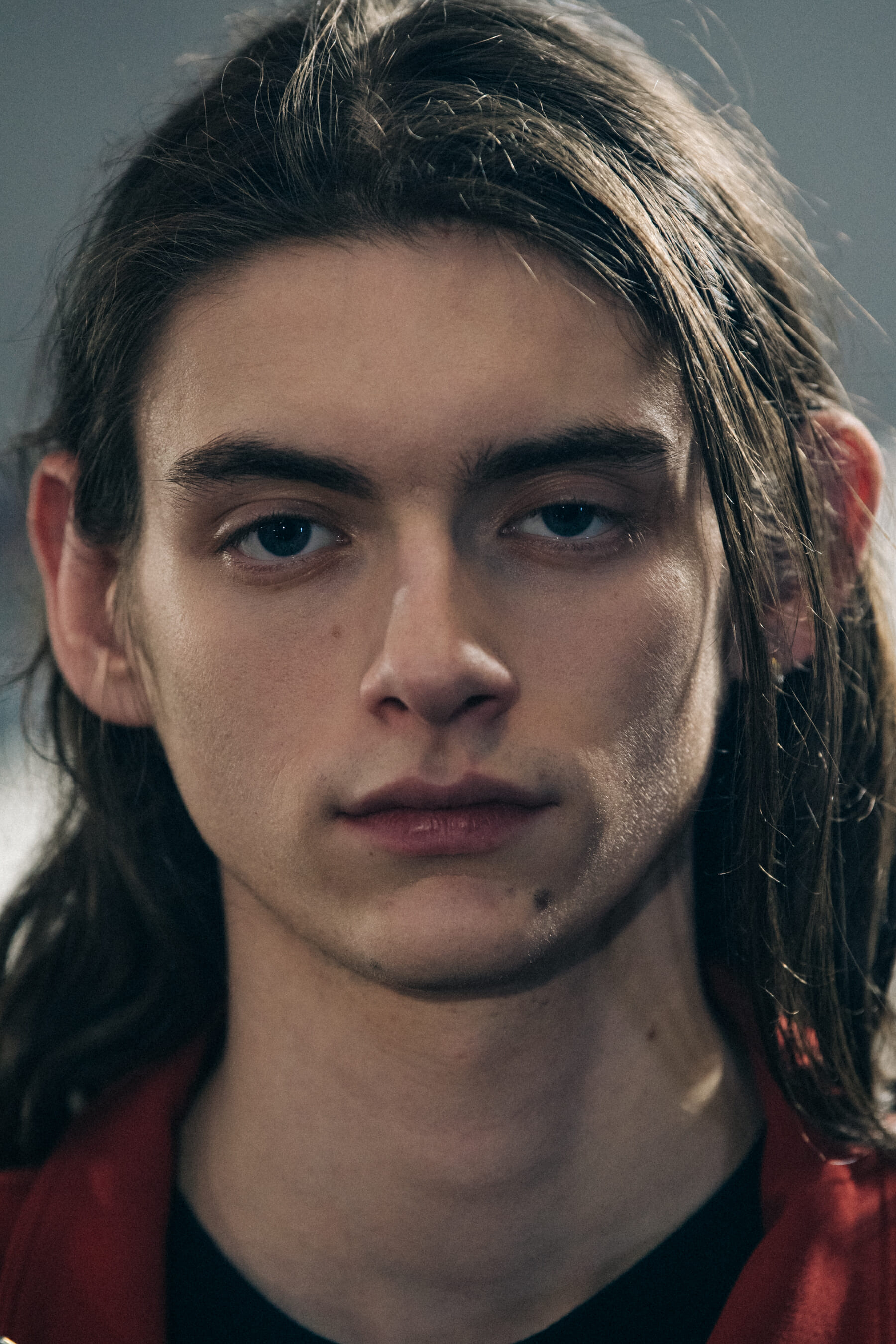 Dylan Christensen backstage at Heron Preston