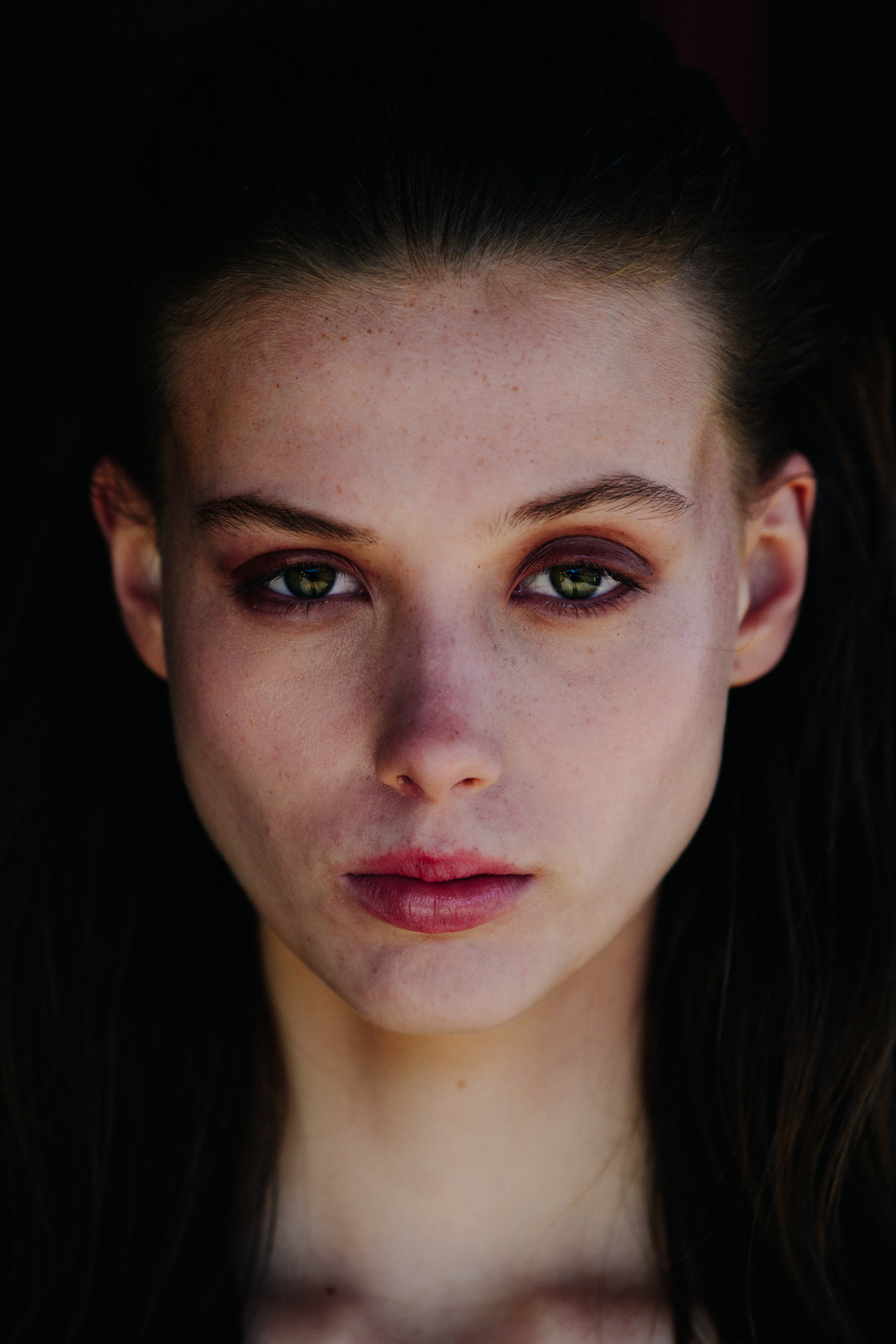 Portrait of model with green eyes